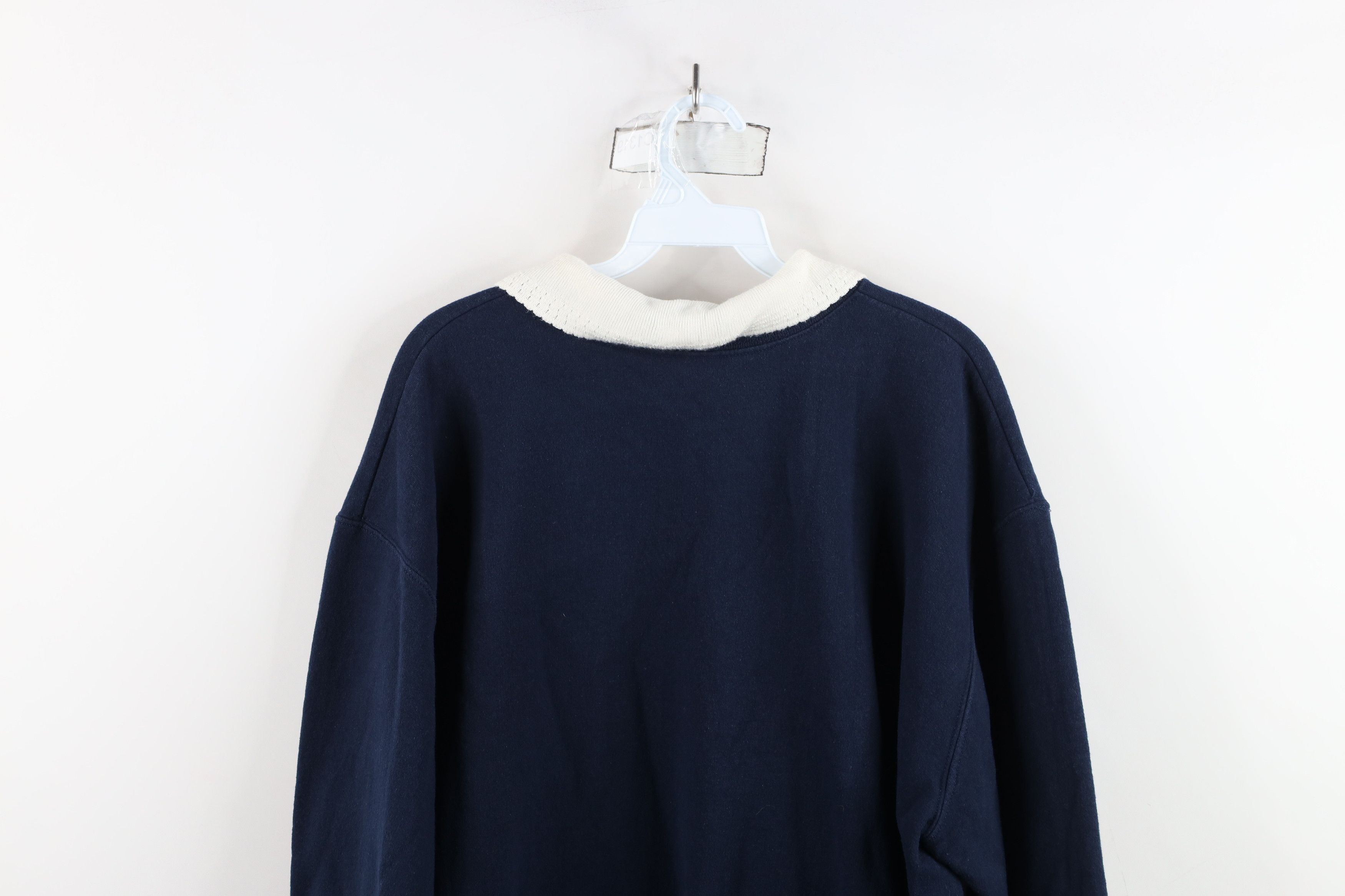 Vintage Vintage 90s Sequin Snowflake Tribal Collared Sweatshirt Blue Size XXL / US 16-18 / IT 52-54 - 10 Thumbnail