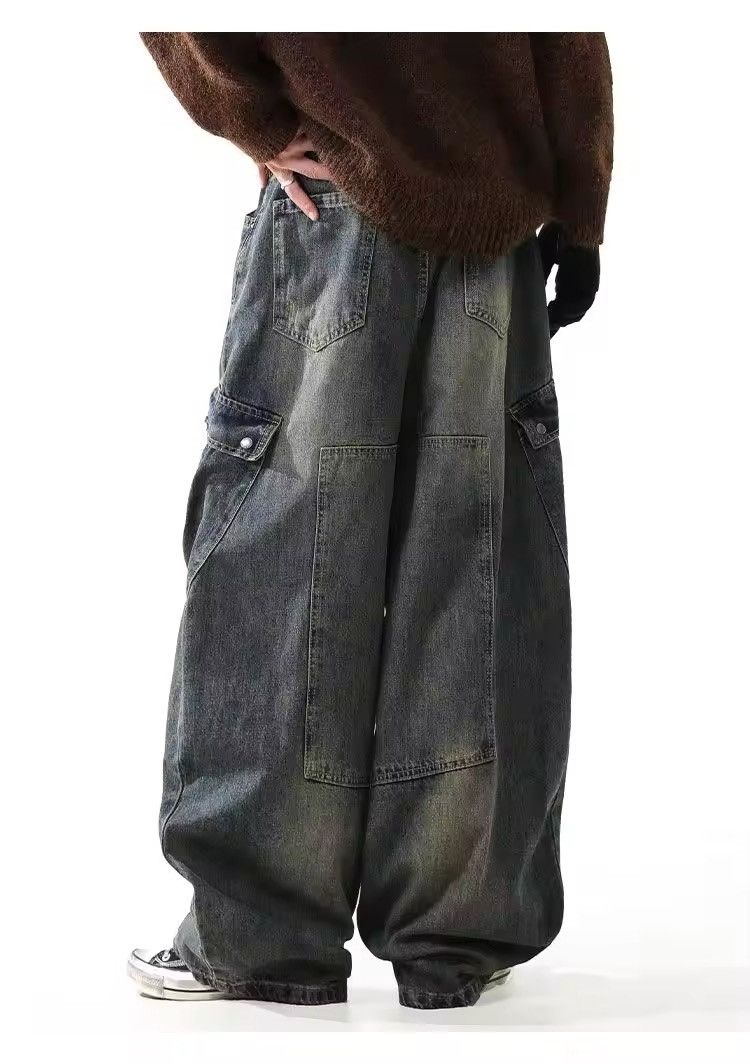 Japanese Brand × Jean Streetwear washed curved cargo denim Size US 30 / EU 46 - 2 Thumbnail