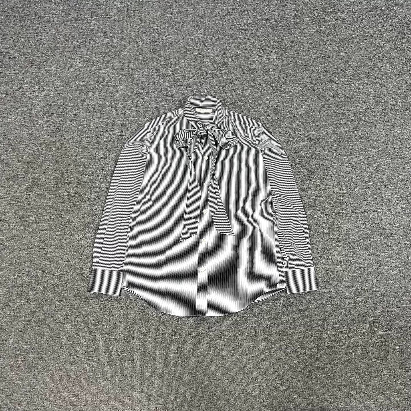 Celine Celine Striped Bow Tie Long Sleeve Shirt Size XXS / US 00 / IT 34 - 1 Thumbnail