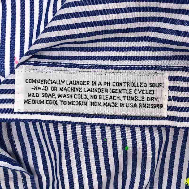 Comme des Garcons Homme Shirt Painted Striped Short Sleeve Button Up Navy/White Size US S / EU 44-46 / 1 - 7 Thumbnail