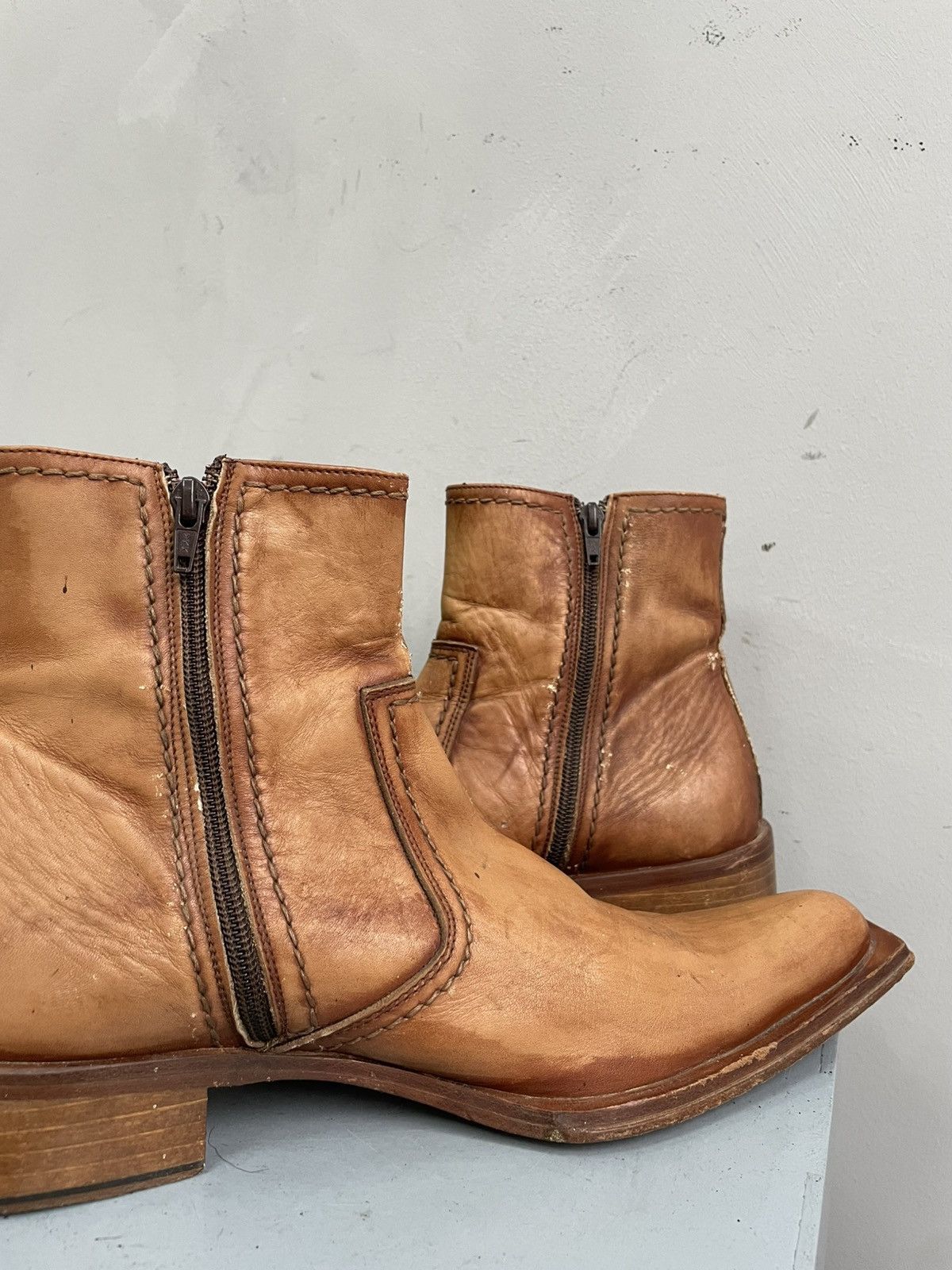 Hedi Slimane Avant garde leather western 90s leather moto boots hype y2k Size US 10 / EU 43 - 10 Thumbnail