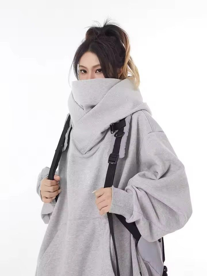 Japanese Brand OVERSIZED Grey Hoodie with Dual Zip & High Neck | Streetwear Size US L / EU 52-54 / 3 - 2 Thumbnail