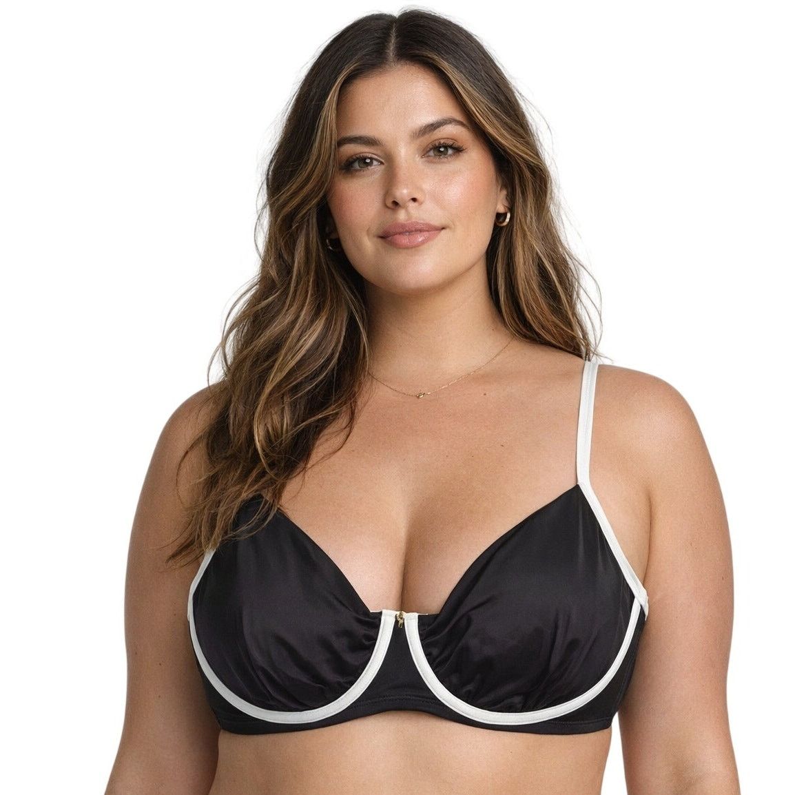 Island Shores Bikini Top Womens Sz 20 Black White Underwire NWT Size ONE SIZE - 1 Thumbnail