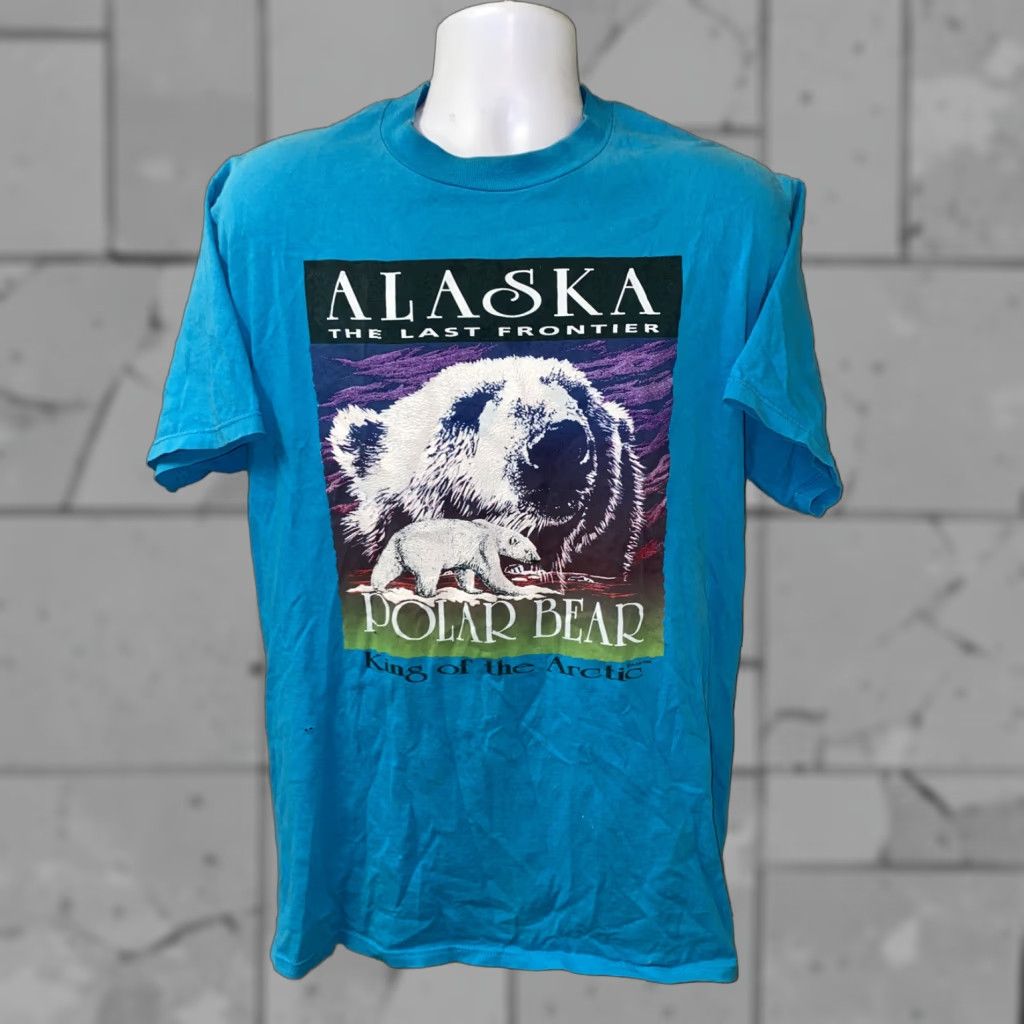 Jerzees VINTAGE Jerzees Alaska Graphic T-Shirt Blue USA Size L Mens Regular Short Sleeve Cotton Size US L / EU 52-54 / 3 - 1 Thumbnail