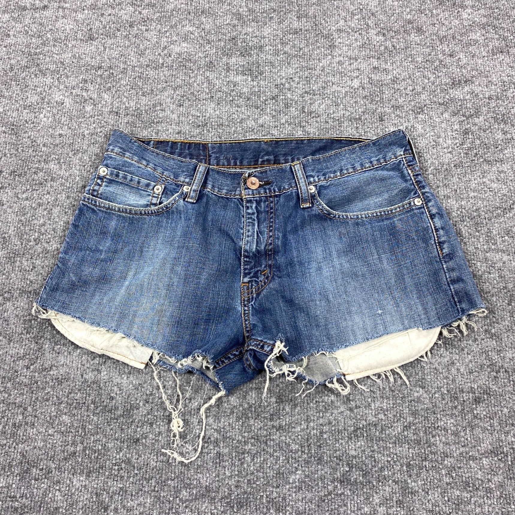 Levi's Levis 514 Cut Off Shorts Denim Blue 31 Women Distressed Daisy Duke Biker 80s 90s Western Casual Party/Cocktail Womens Elevate Searchability Size 24" / US 00 / IT 34 - 2 Thumbnail