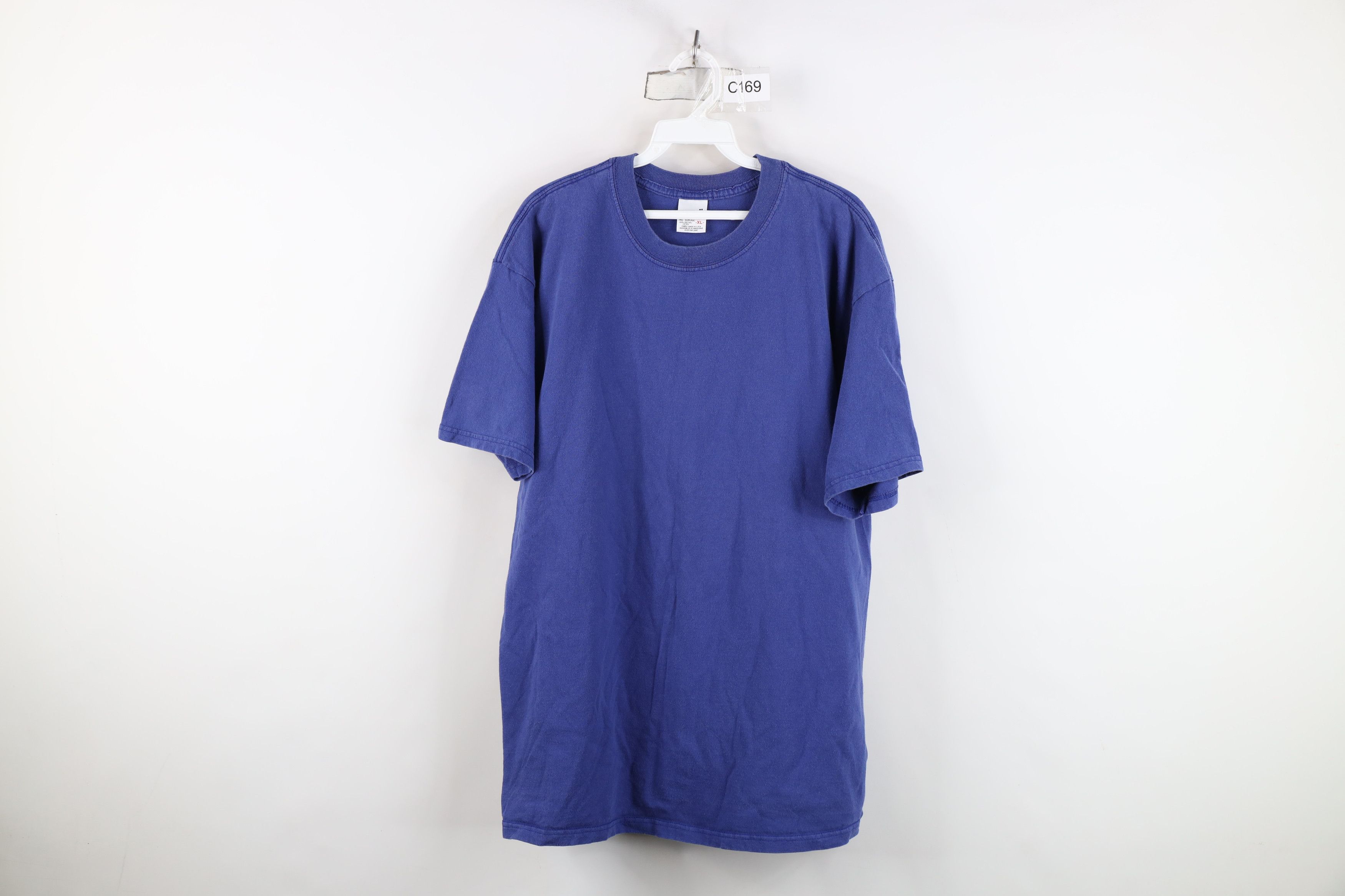 Vintage Vintage 90s Streetwear Blank Heavyweight Cotton T-Shirt Blue Size US XL / EU 56 / 4 - 1 Thumbnail