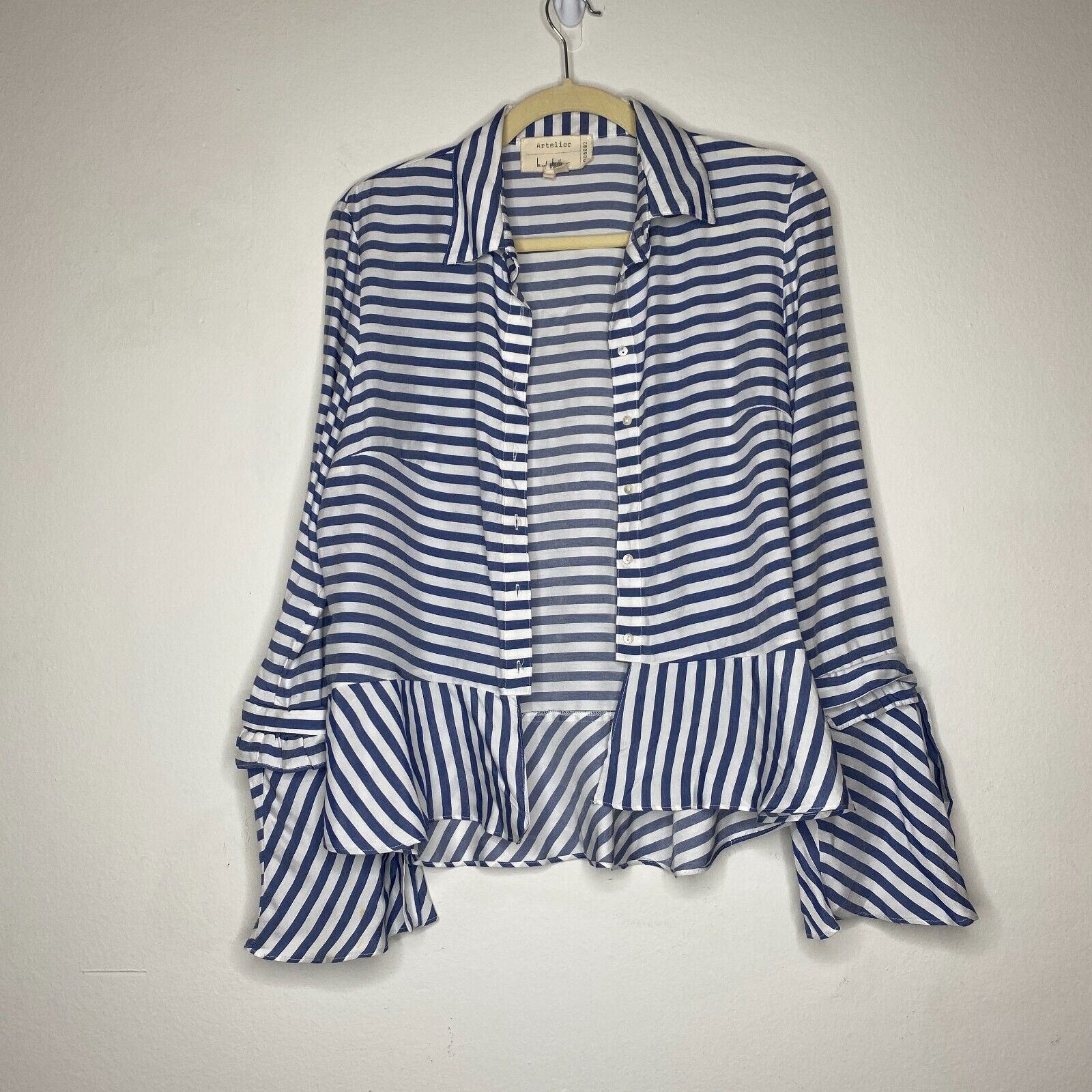 Other Artelier Blue & White Collar Button Down Bell Tie Blouse XS Size XS / US 0-2 / IT 36-38 - 5 Thumbnail