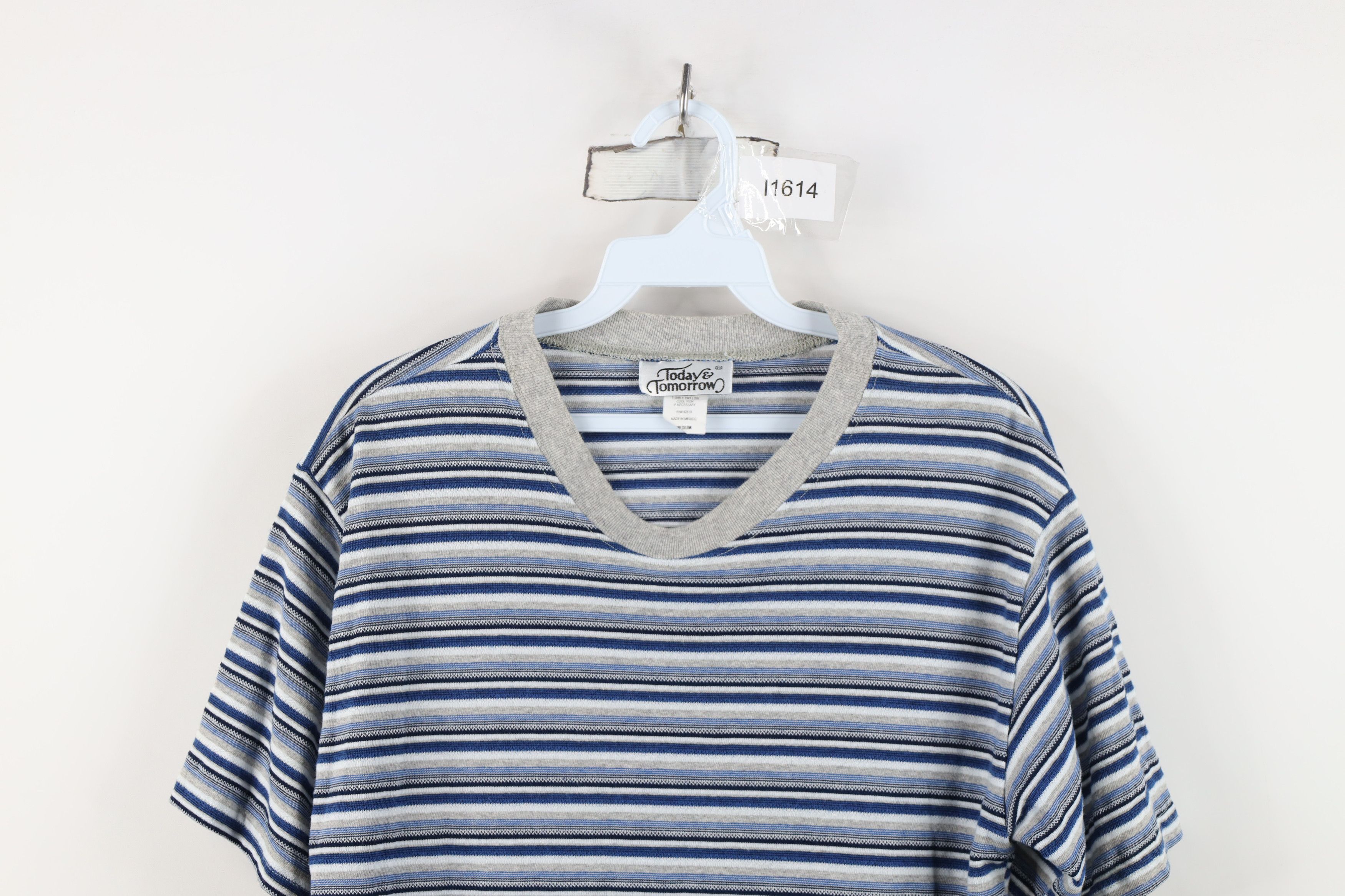 Vintage Vintage 90s Streetwear Striped Knit Short Sleeve T-Shirt Size M / US 6-8 / IT 42-44 - 2 Thumbnail