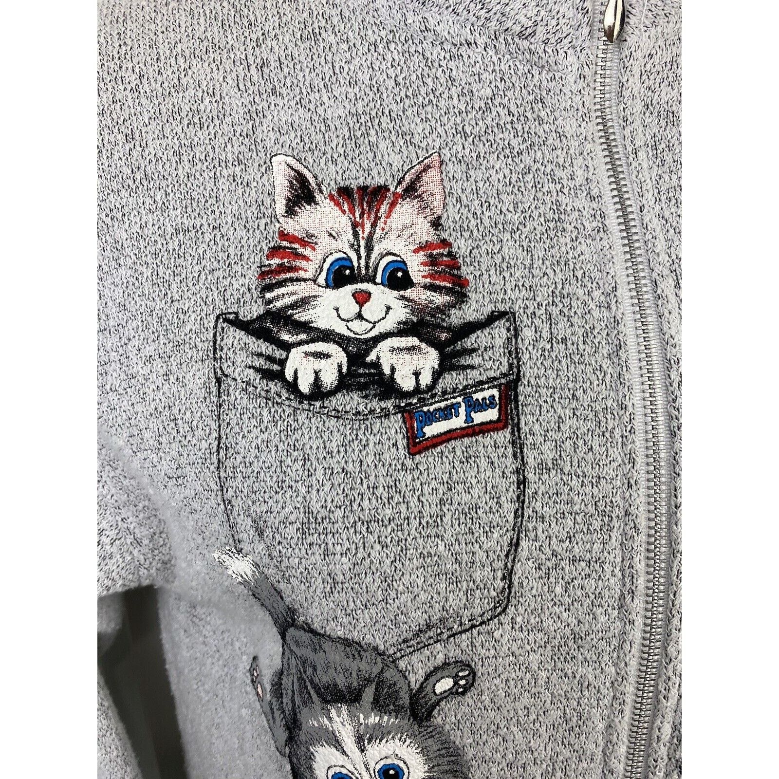 Other VTG ESY Sportswear Painted Cat Zip Sweater Grey Kitten Size S / US 4 / IT 40 - 6 Thumbnail
