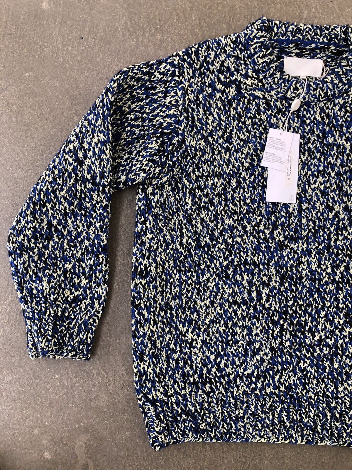 image of Maison Margiela Margiela Heavy Designer Knit Intarsia in Blue Mix, Men's (Size Medium)