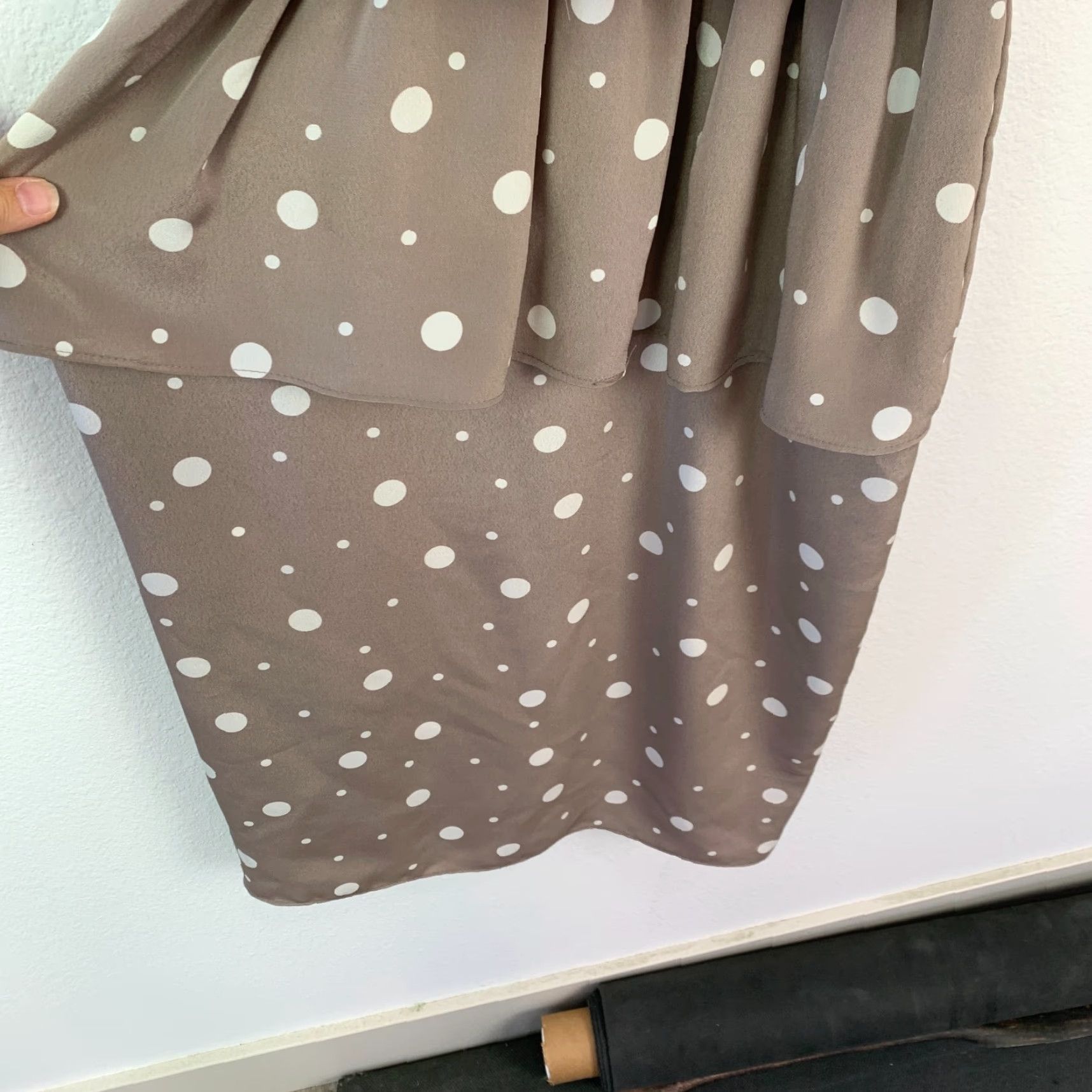 Vintage VINTAGE Toni Todd Brown White Polka Dot Belted Secretary Dress Womens 12 Size 4XL / US 24-26 - 4 Thumbnail