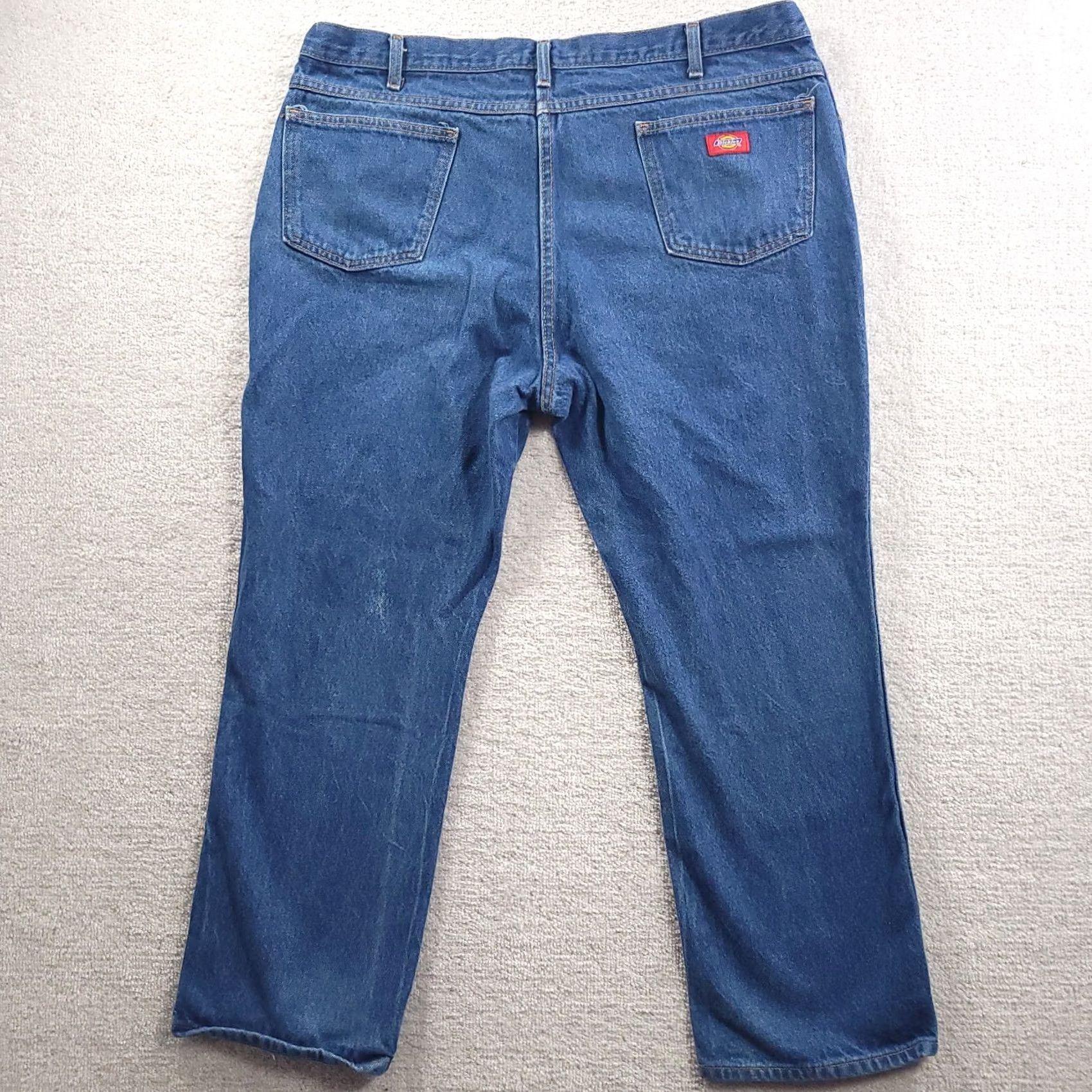 Dickies Dickies Jeans Mens 42 X 30 Blue Denim 100% Cotton Medium Wash Straight Leg Mens Jeans Regular Cotton Blue 5-Pocket Design Belt Loops 30in Inseam Size US 42 / EU 58 - 7 Thumbnail