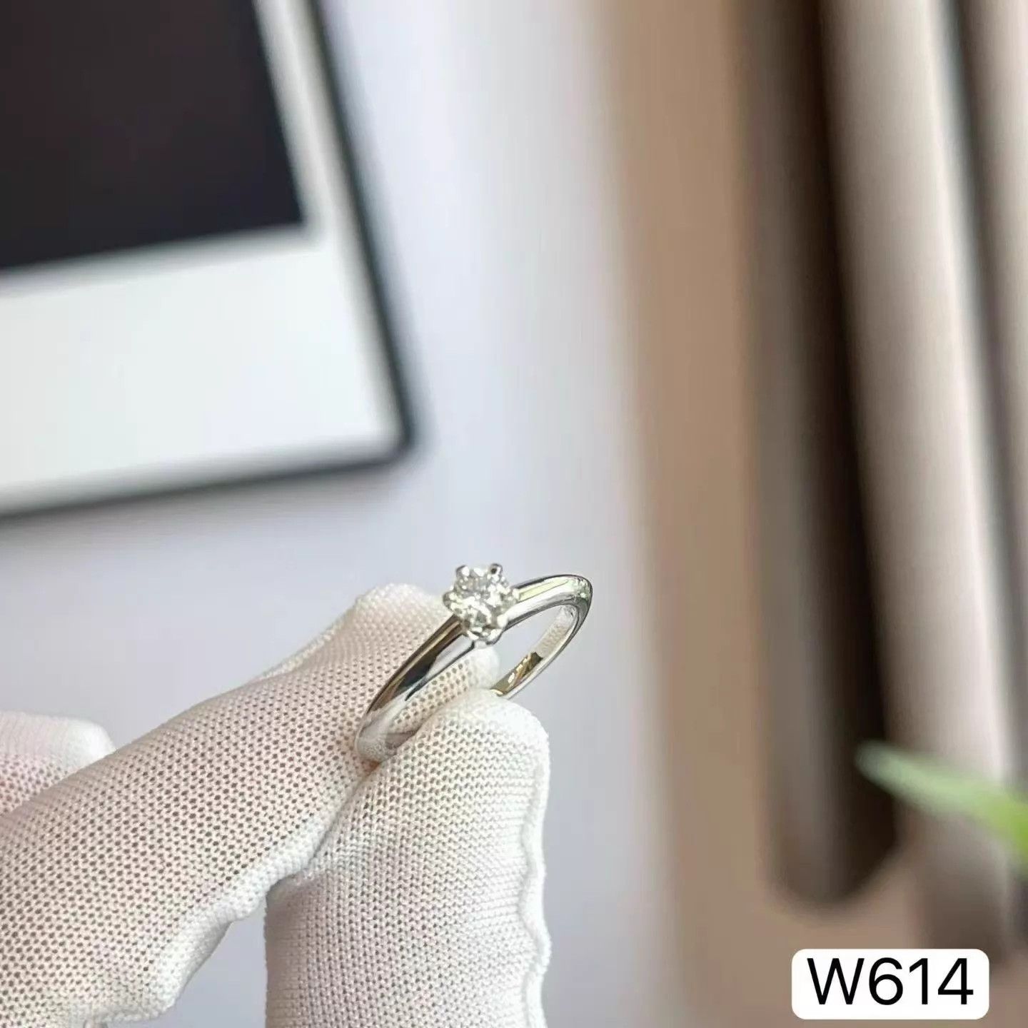 Tiffany & Co. Tiffany 6-Claw 0.21ct Pt950 Diamond Ring 49 W614 Disc Size ONE SIZE - 6 Thumbnail