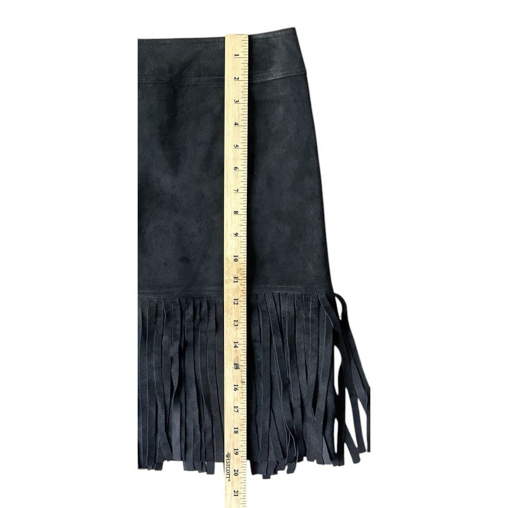 Other Worth 100% Suede Fringe Black Mini Skirt Size 4 Size 27" / US 4 / IT 40 - 2 Thumbnail