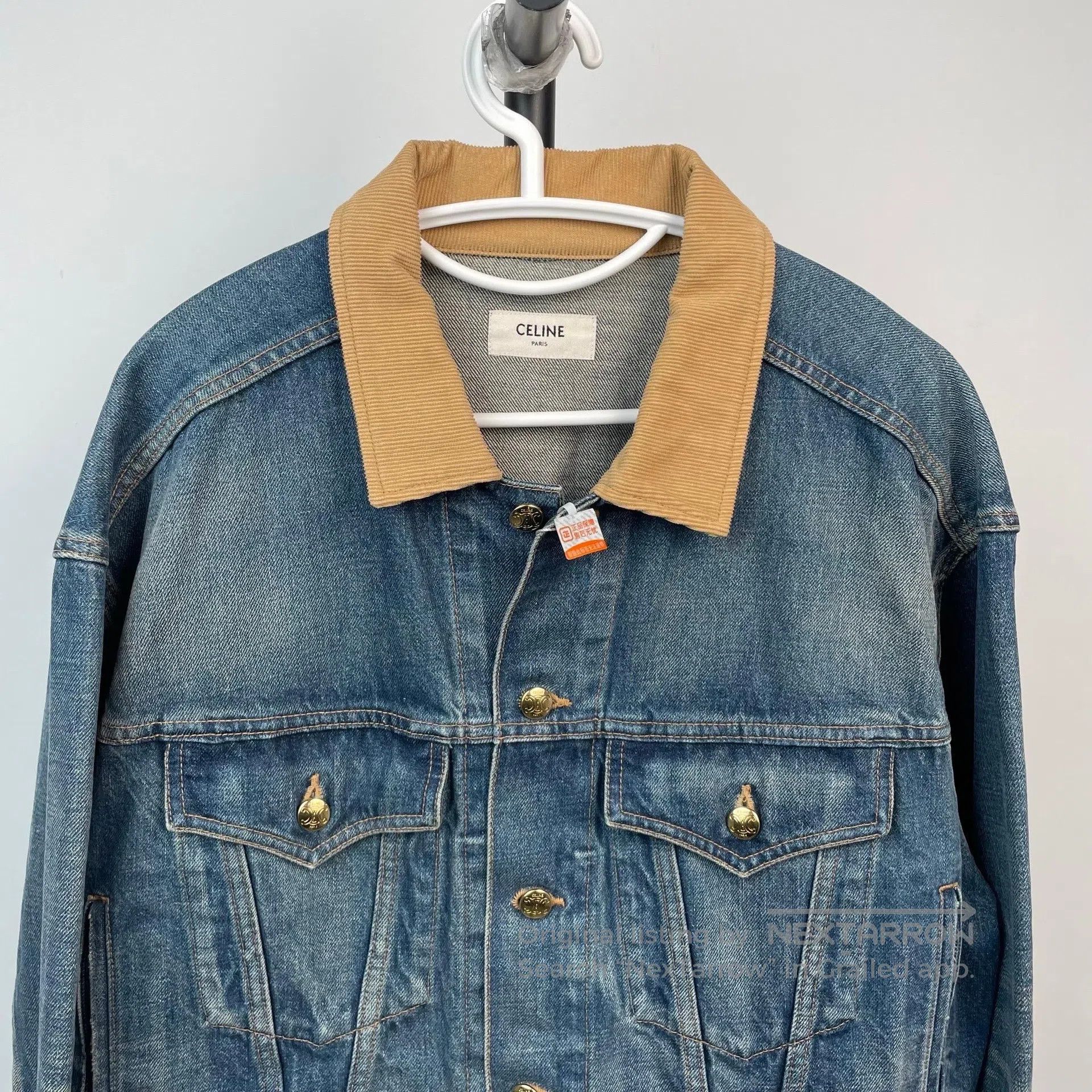 Celine CELINE Blue Washed Logo Letter Embroidered Cotton Collar S Size US S / EU 44-46 / 1 - 3 Thumbnail
