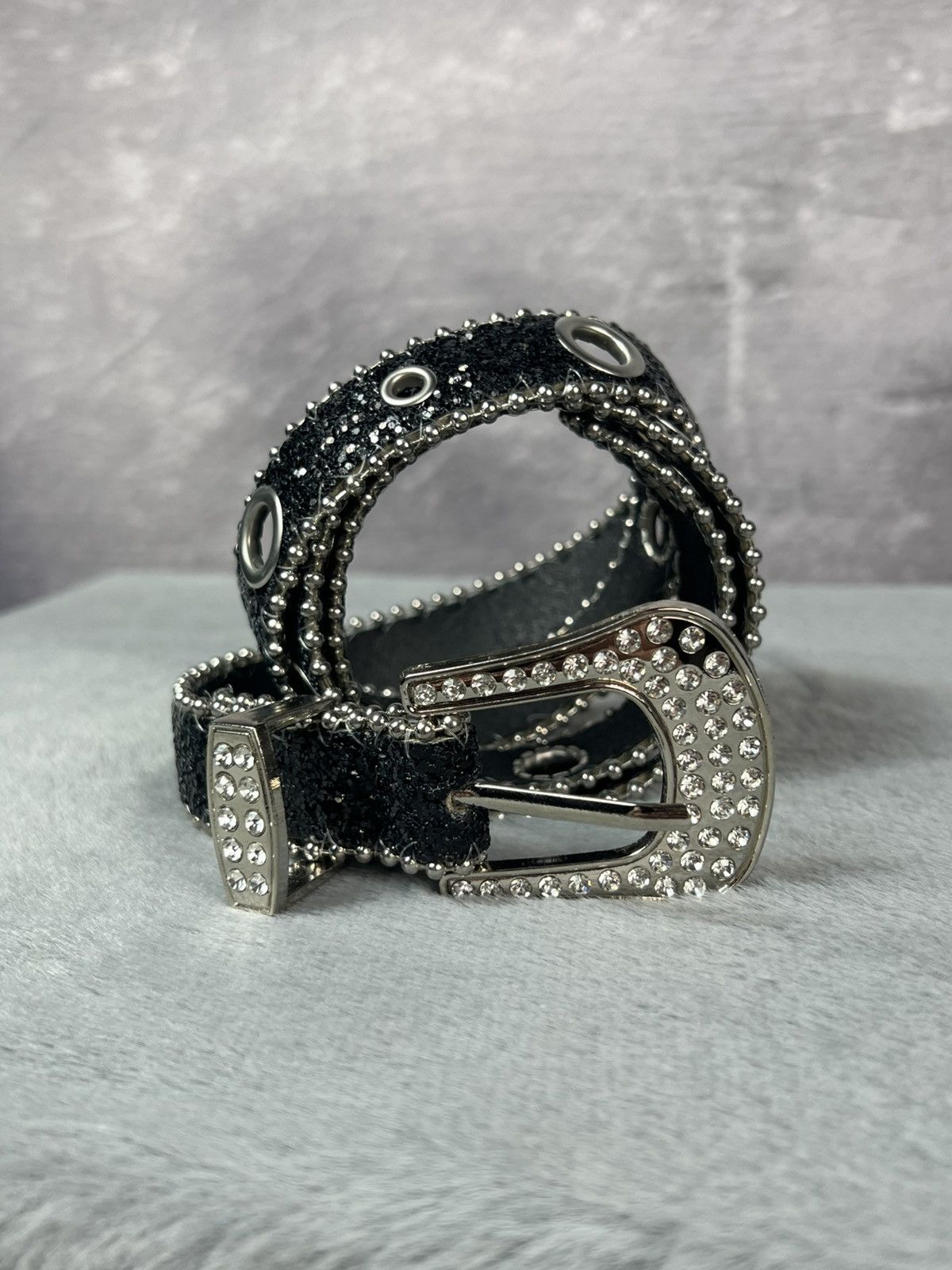 Other Black Glamour Rhinestones Y2K Thin Belt Gothic Punk Grunge Size ONE SIZE - 1 Thumbnail