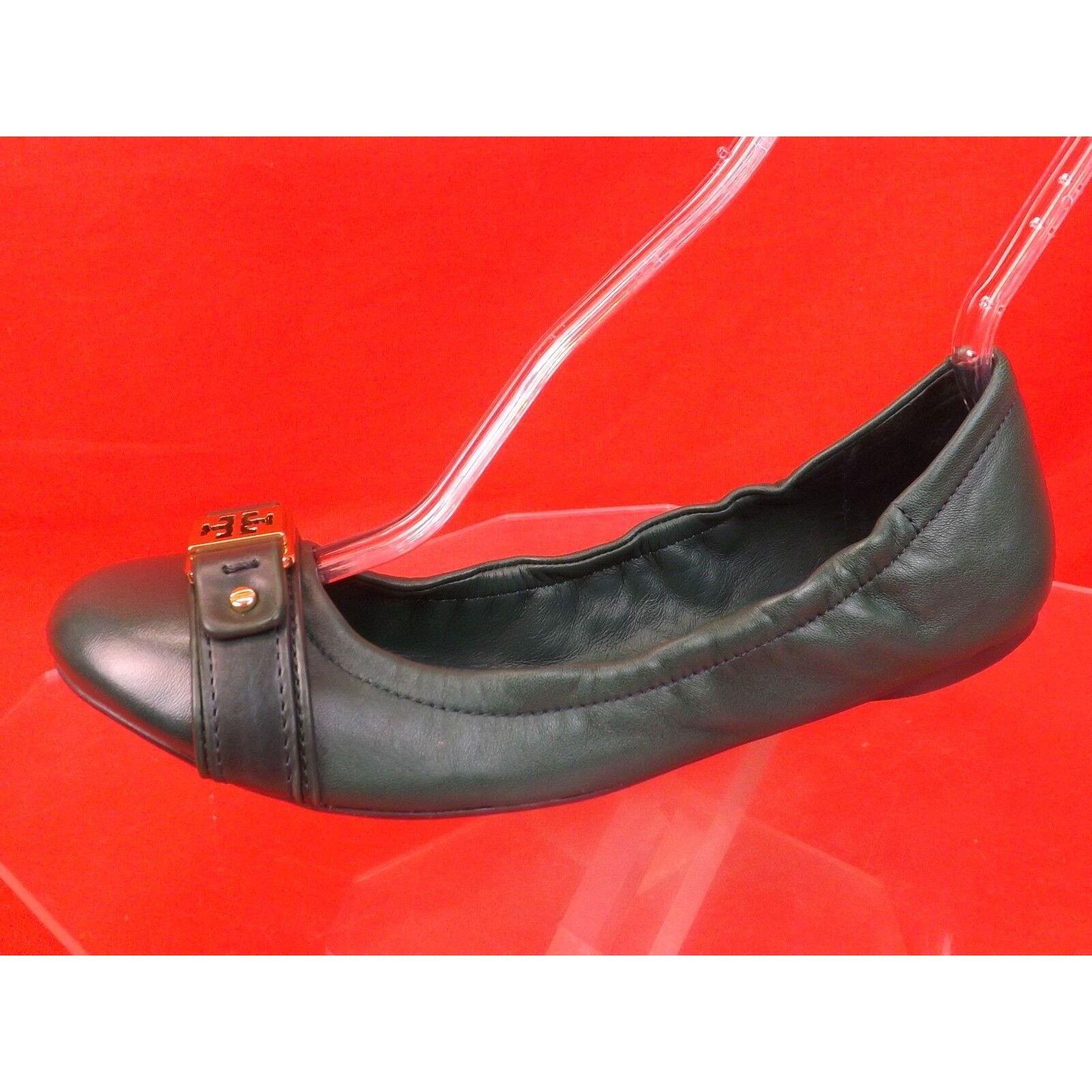 Tory Burch TORY BURCH AMBROSE DARK GREEN LEATHER GOLD REVA FLATS 7 Size US 7 / IT 37 - 10 Thumbnail