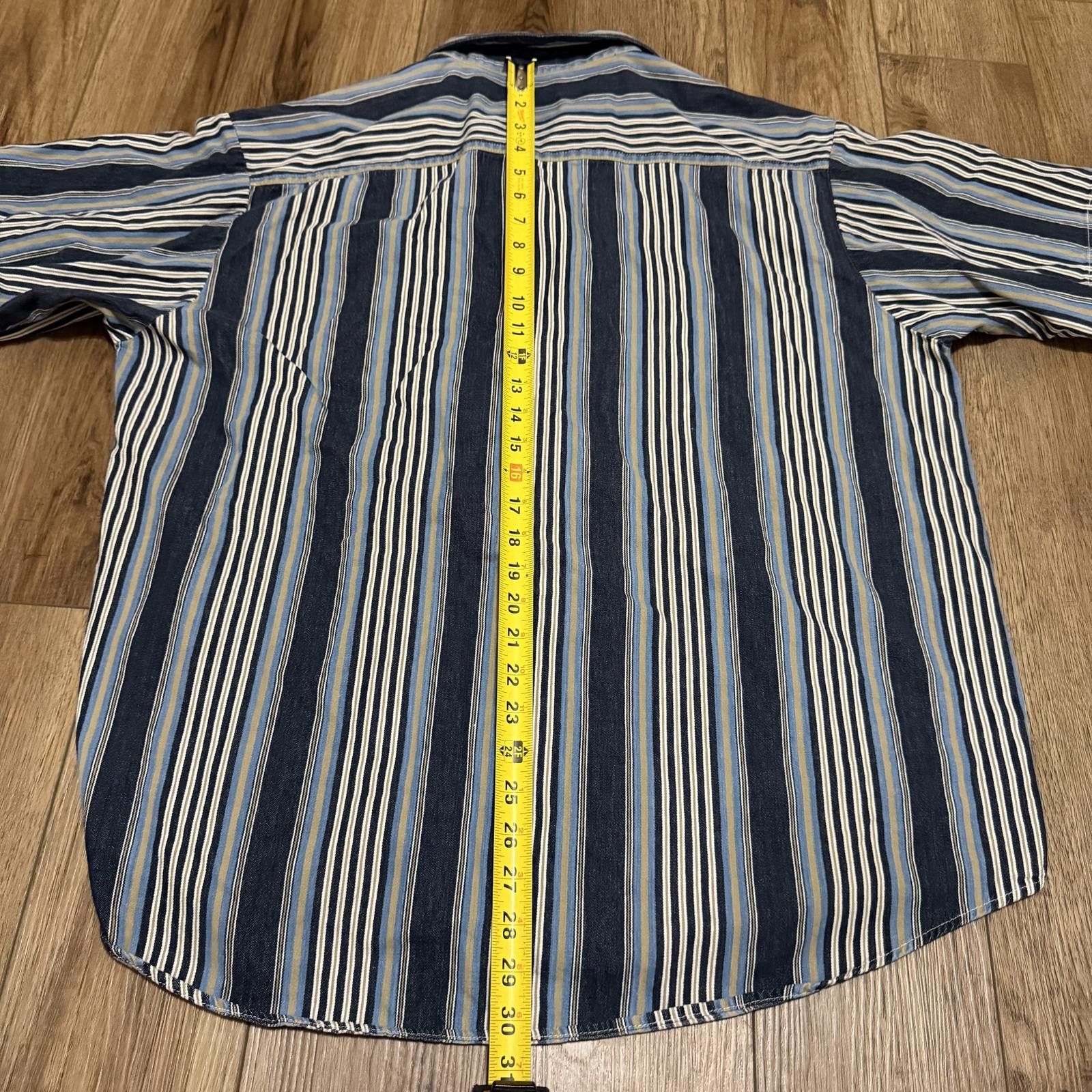 Basic Editions Vintage 90s Basic Editions Striped Denim Shirt XL Size US XL / EU 56 / 4 - 6 Thumbnail