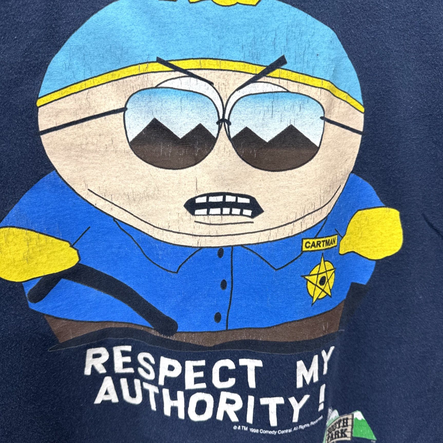 Tultex VINTAGE 90s South Park Cartman T-Shirt Tultex Men's XL Blue Graphic Print "Respect My Authority" Size US XL / EU 56 / 4 - 5 Thumbnail