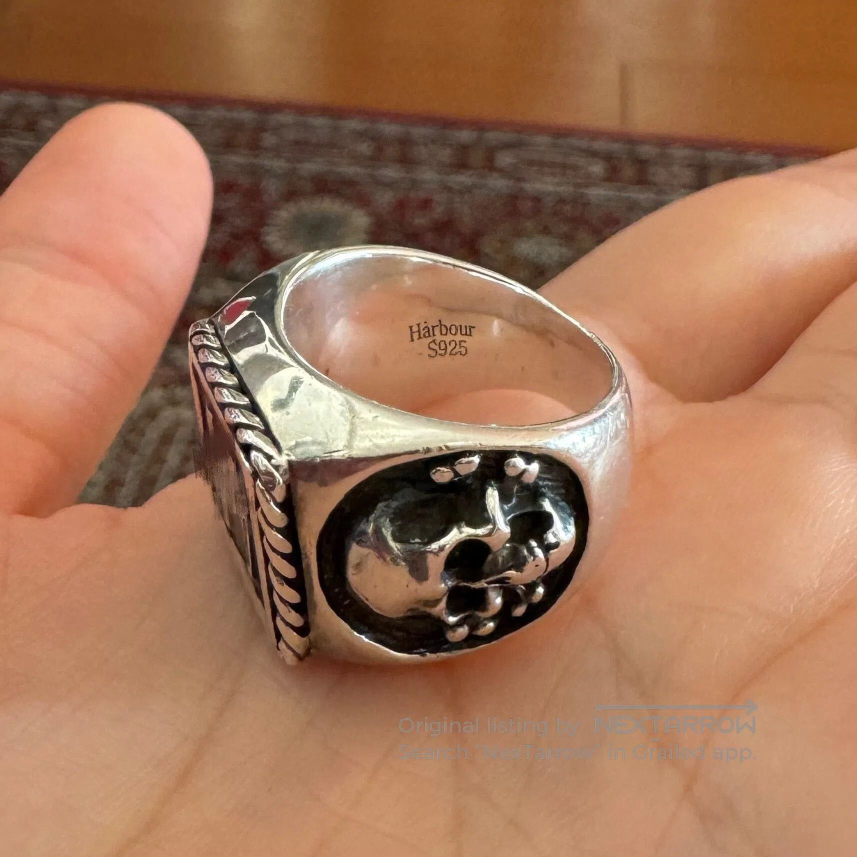 Vintage Enamel Skull Lightning Ring. Size ONE SIZE - 6 Thumbnail