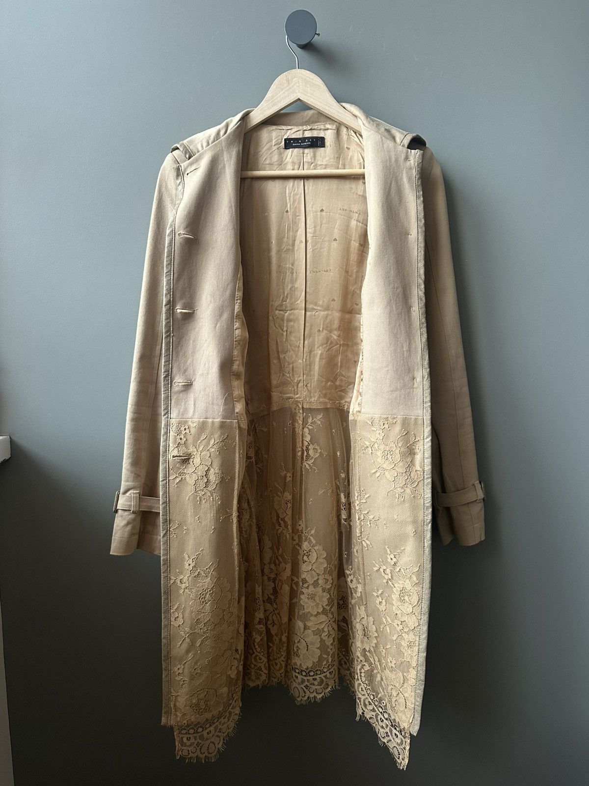 TWINSET Women's Twin Set Simona Barbieri Beige Lace Trench Size S Size S / US 4 / IT 40 - 6 Thumbnail