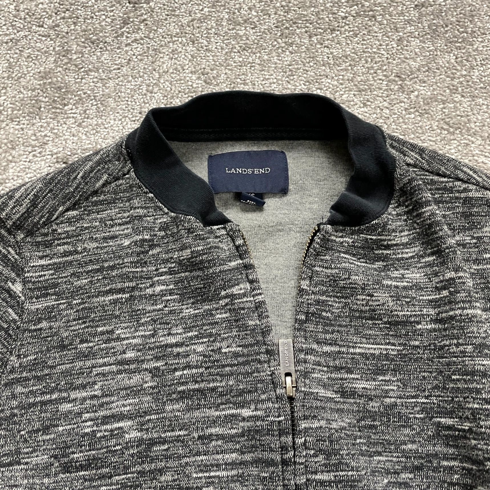 Lands' End Lands' End Bomber Jacket Womens XS Gray Black Full Zip Knit Pockets Casual Soft Size XS / US 0-2 / IT 36-38 - 3 Thumbnail