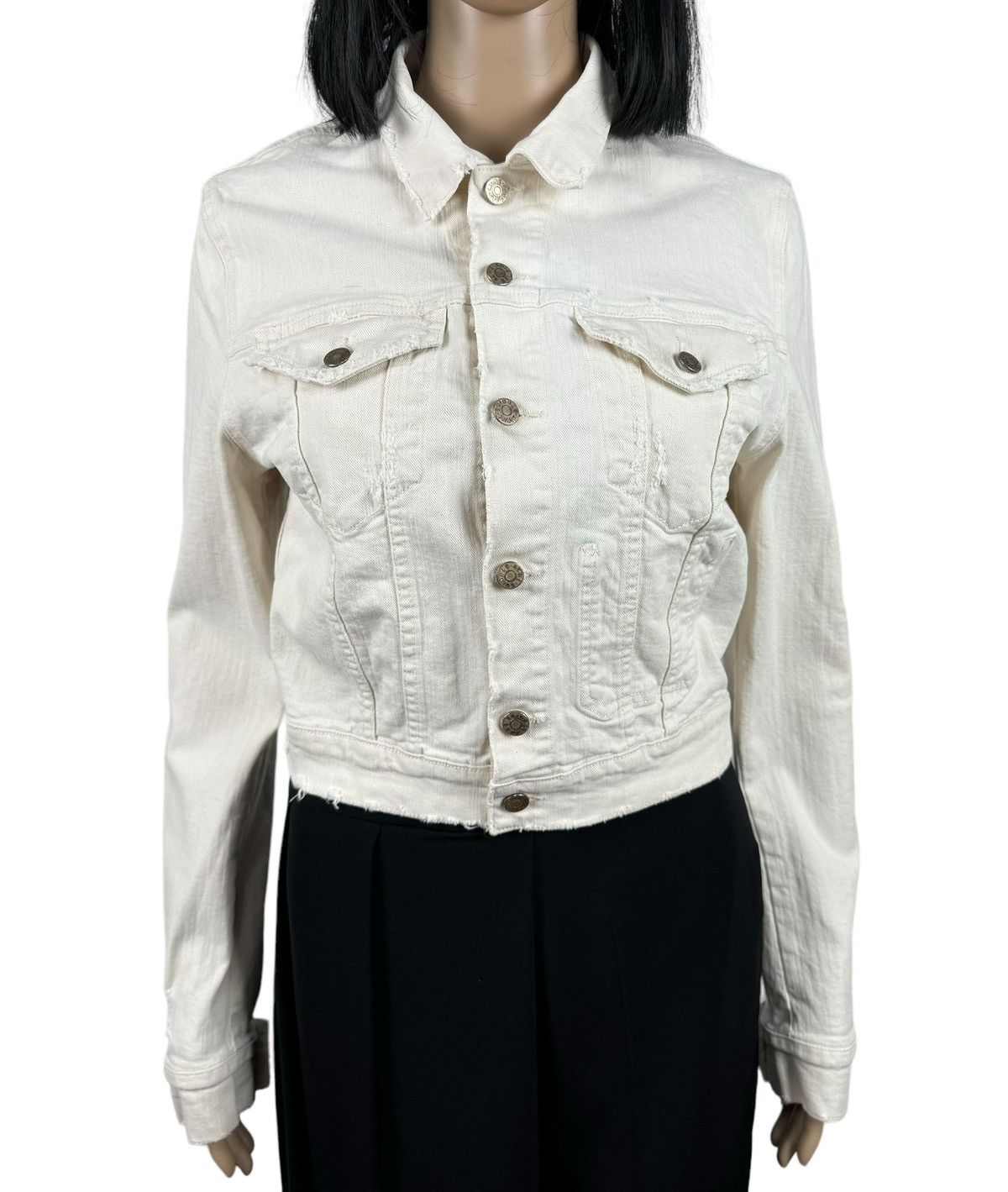 Acne Studios Acne Studios Distressed Denim Jacket Tag Used Ecru size 38 Size XS / US 0-2 / IT 36-38 - 2 Thumbnail