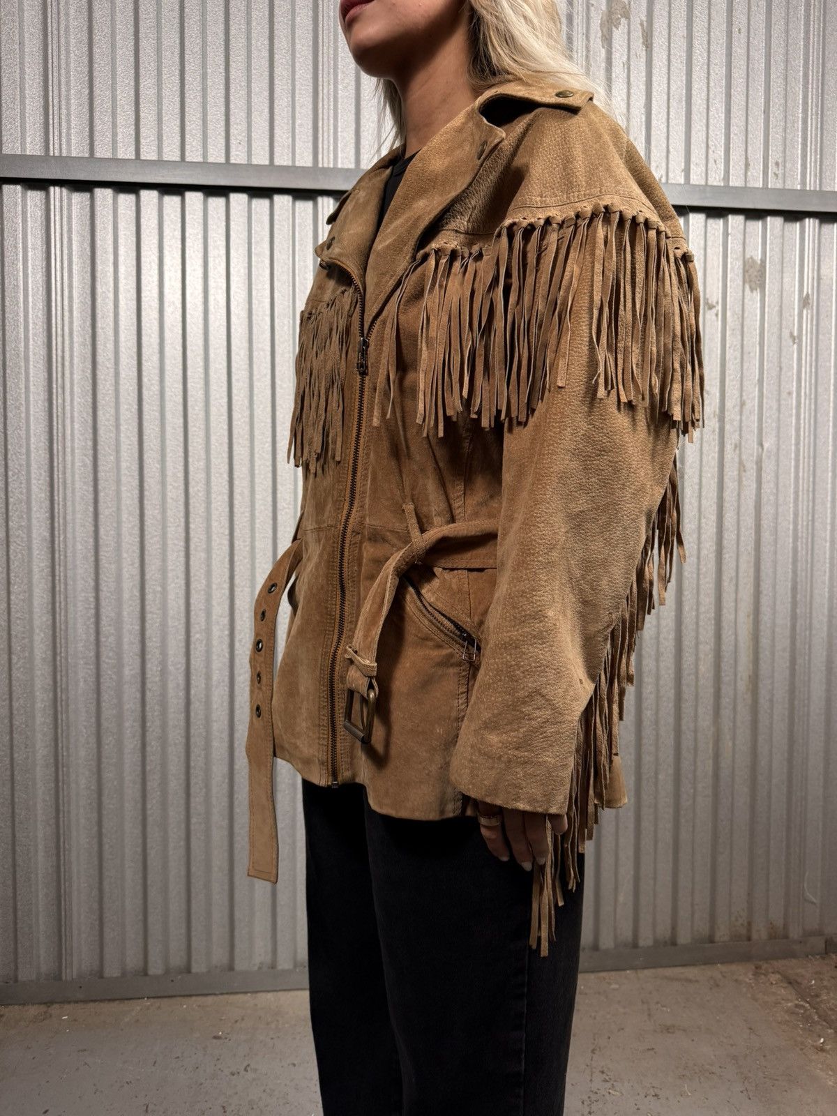 Other Insane Victoria Leather Hide Fringe Western Country Jacket Size M / US 6-8 / IT 42-44 - 3 Thumbnail