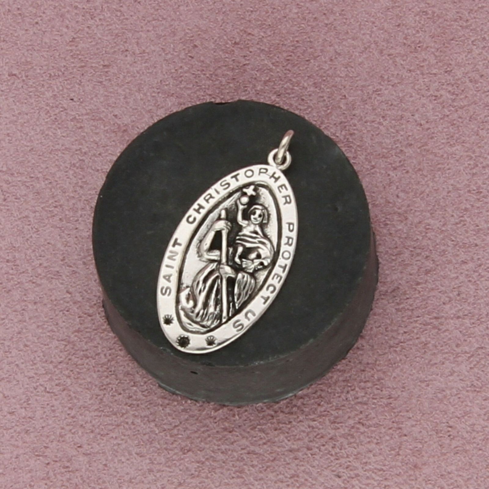 Sterling Silver sterling silver catholic saint christopher medal pendant Size ONE SIZE - 1 Thumbnail