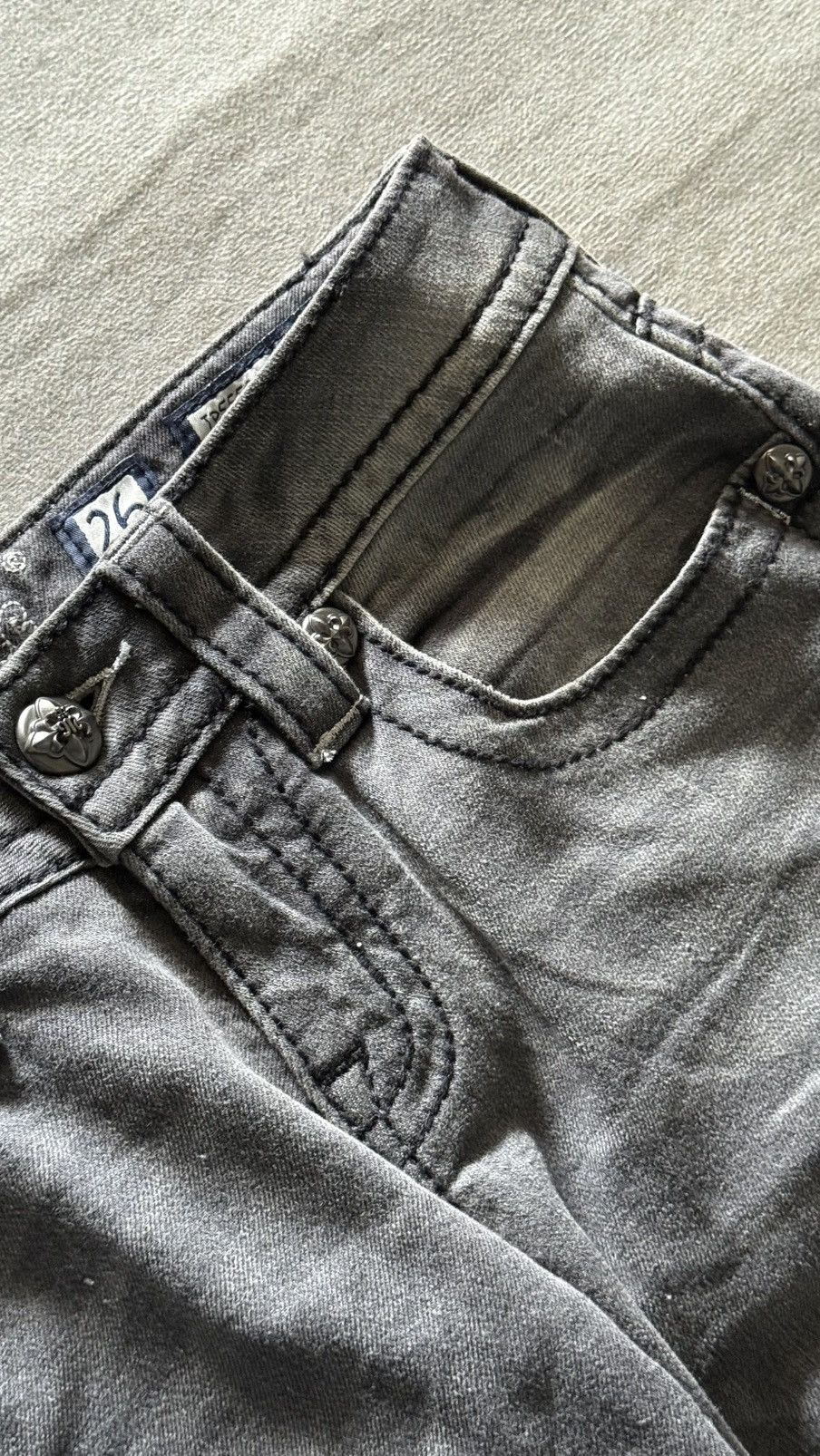 Miss Me Miss Me Embellished Wing Pocket Embroidery Denim Grey Size 26" / US 2 / IT 38 - 9 Thumbnail