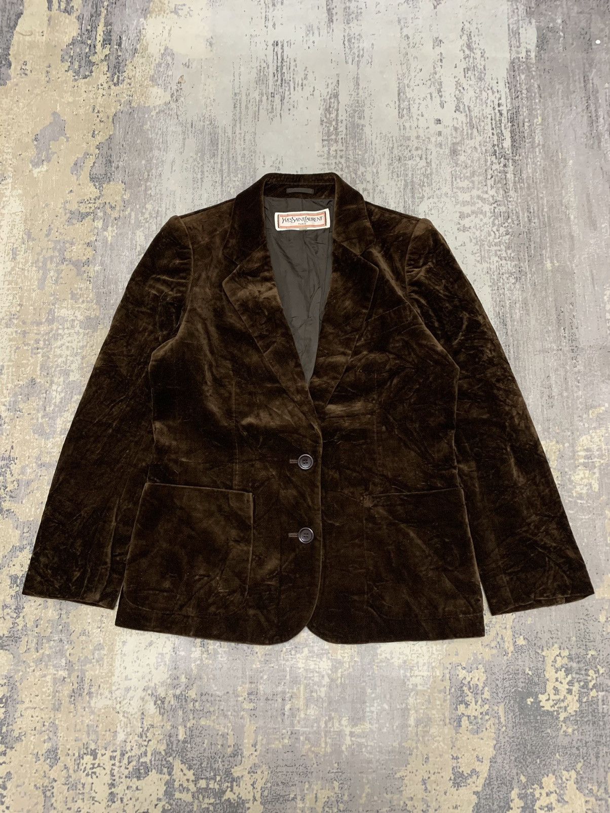 image of Vintage Velvet YVES Saint Laurent Brown Blazer, Women's (Size Medium)