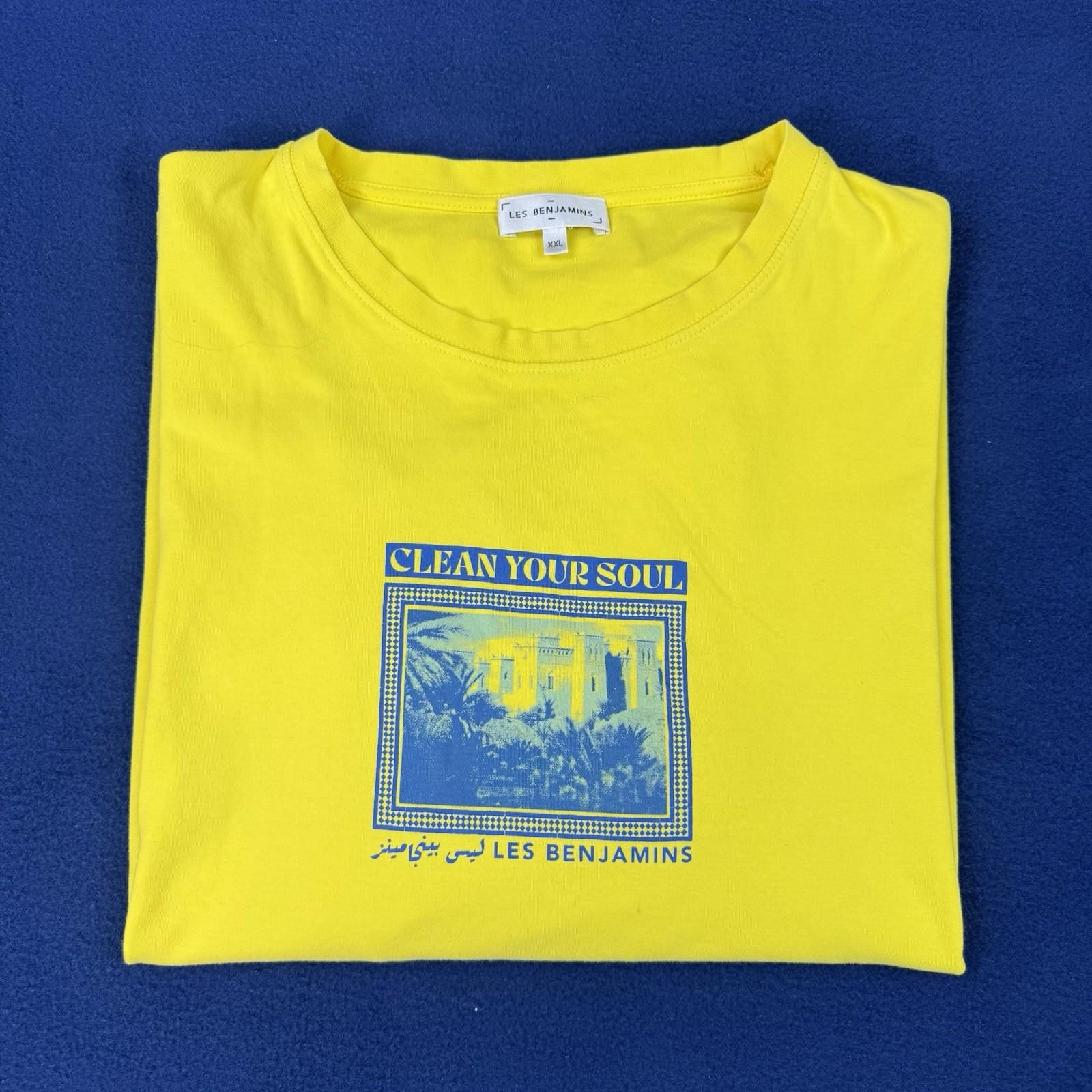Les Benjamins Les Benjamins Yellow Graphic T Shirt Clean Your Soul Sz XXL Size US XXL / EU 58 / 5 - 6 Thumbnail