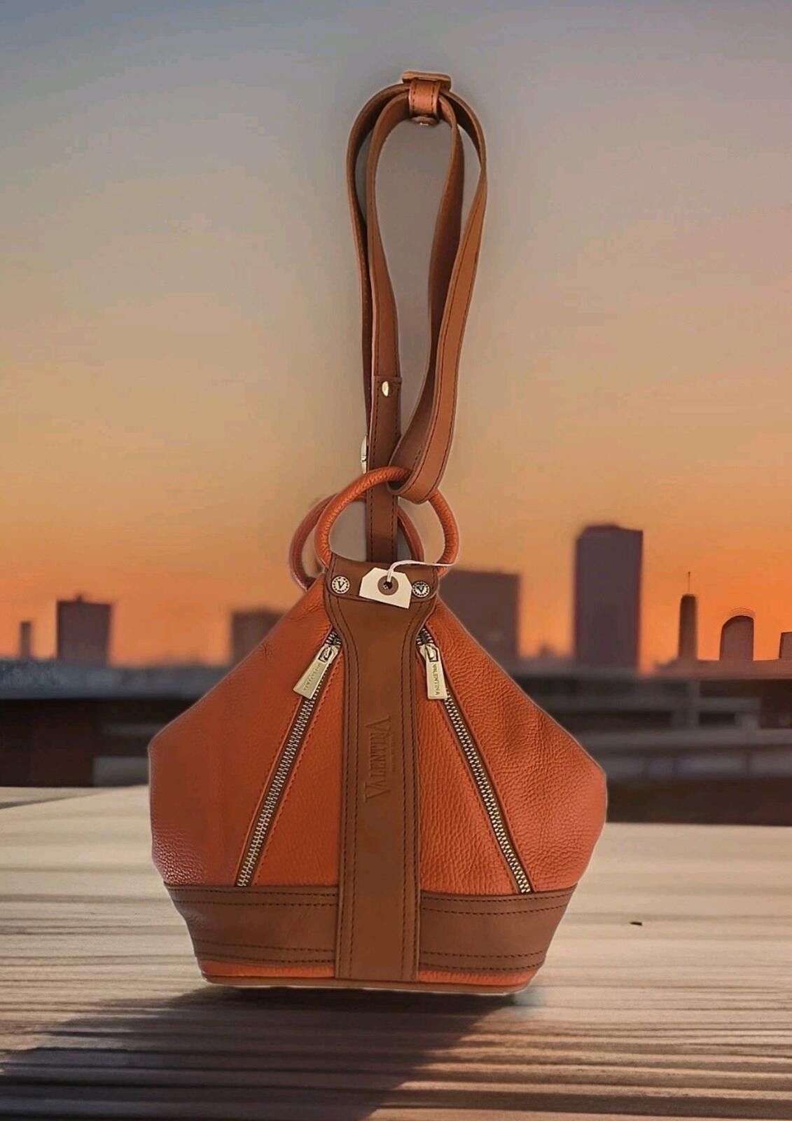Valentino Valentina Backpack Shoulder Bag Leather Orange Italy Size ONE SIZE - 2 Thumbnail
