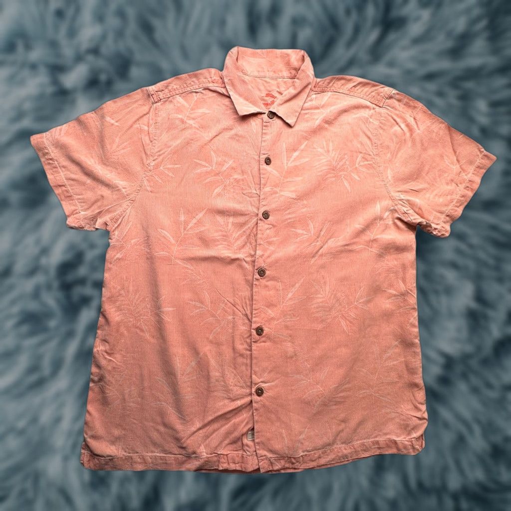 Tommy Bahama Tommy Bahama Silk Palm Tree Hawaiian Button Up Shirt XL Short Sleeve Orange Pink Men Shirt Size US XL / EU 56 / 4 - 1 Thumbnail
