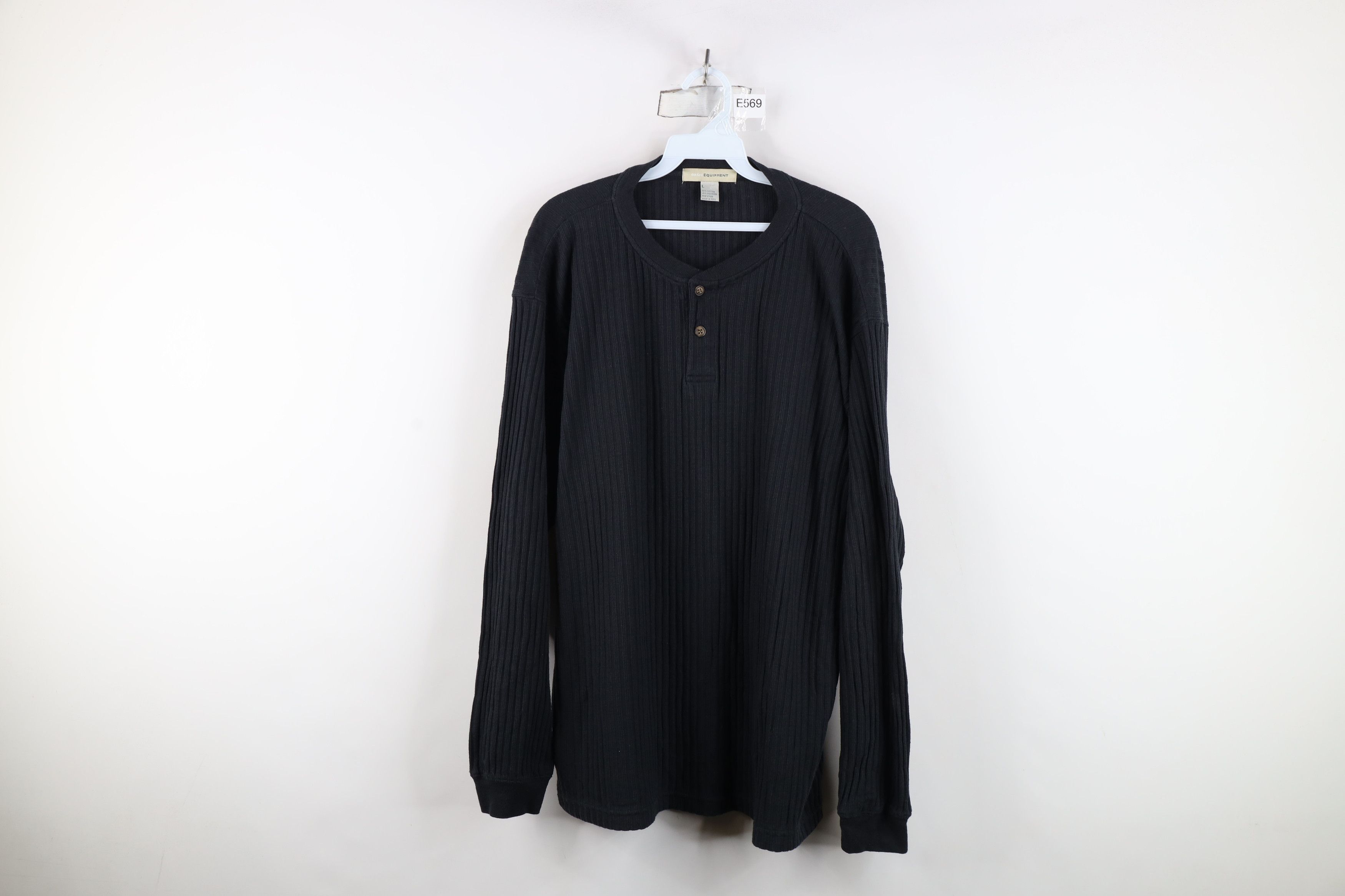 Vintage Vintage 90s Streetwear Ribbed Long Sleeve Henley T-Shirt Size US L / EU 52-54 / 3 - 1 Thumbnail