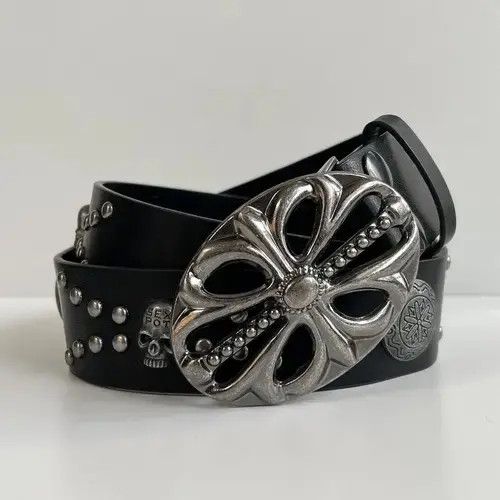 Other y2k 2000s vintage skeleton cross studded goth emo black belt Size ONE SIZE - 2 Thumbnail