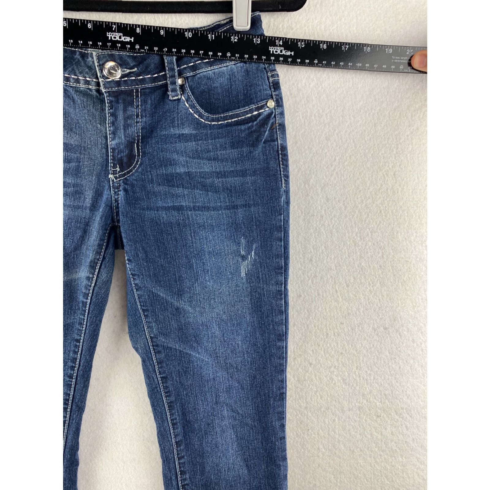 Denime Culture Jeans Womens Jeans Bootcut 5 Blue Dark Wash 33in 27in Stretch Embroidered Rhinestone Studded Denim Embroidered Logo 5-Pocket Size 27" / US 4 / IT 40 - 4 Thumbnail