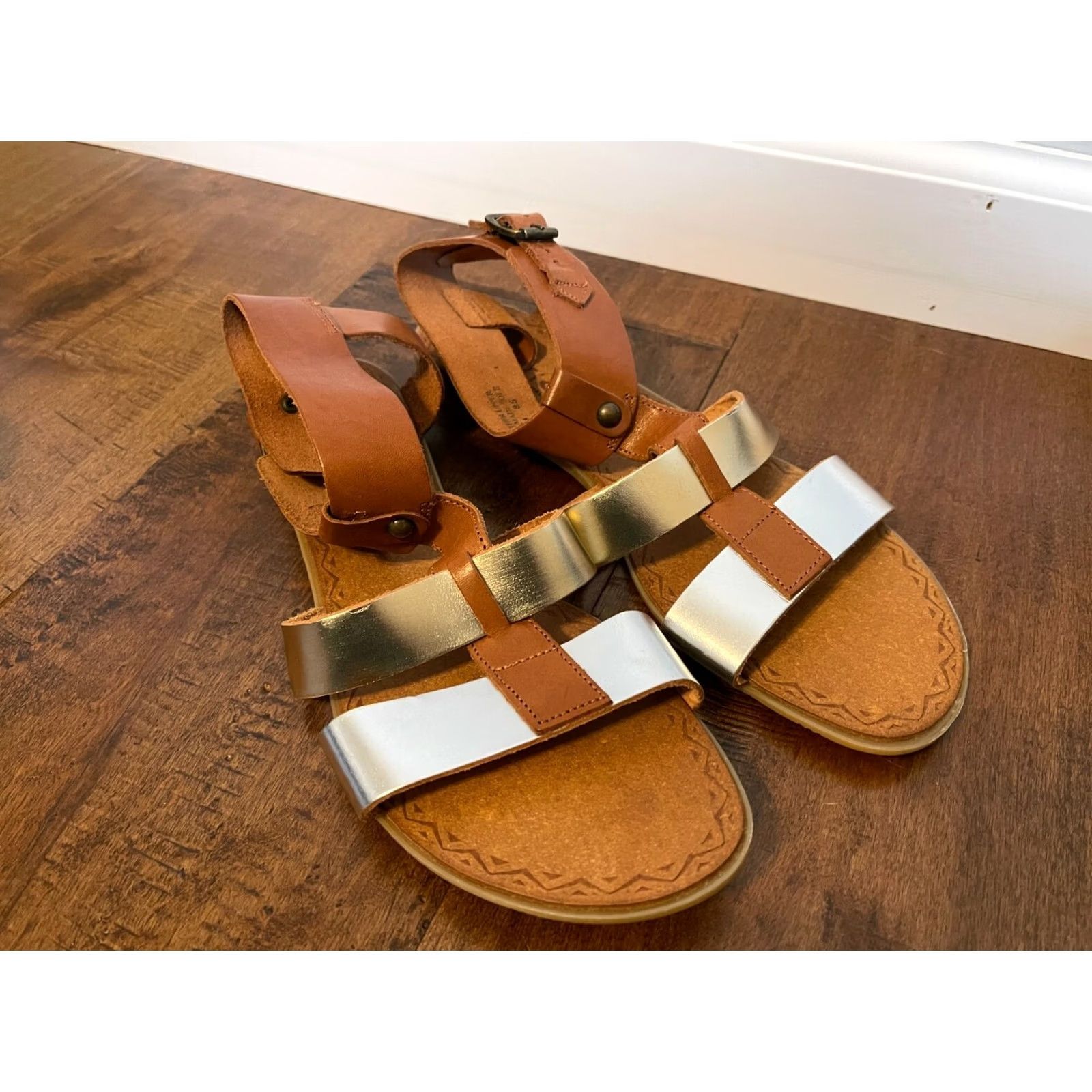 Vintage Mariella Brown Leather Caged Ankle Open Toe Sandal Flats New Women's 8.5 Made in Italy Size US 9 / IT 39 - 3 Thumbnail