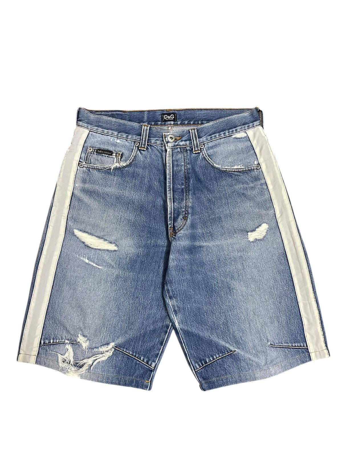 Dolce & Gabbana Vintage Y2K Dolce & Gabbana Distressed Side Tape Short Jeans Size US 32 / EU 48 - 1 Thumbnail