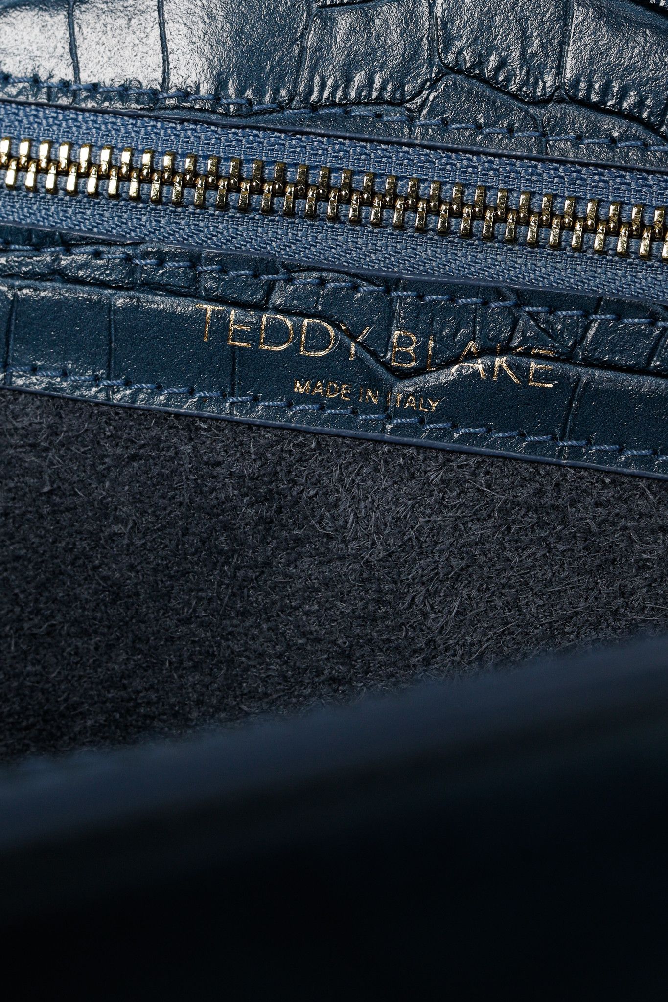 Designer Teddy Blake Kate Croco 12" Blue Leather Tote Size ONE SIZE - 11 Thumbnail