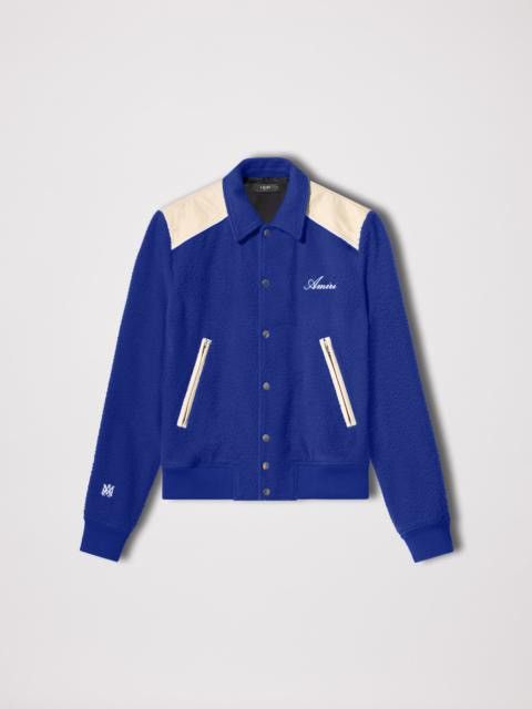 Amiri Amiri Varsity Cotton/Leather Bomber Jacket Blue + White NWT Size US M / EU 48-50 / 2 - 1 Thumbnail