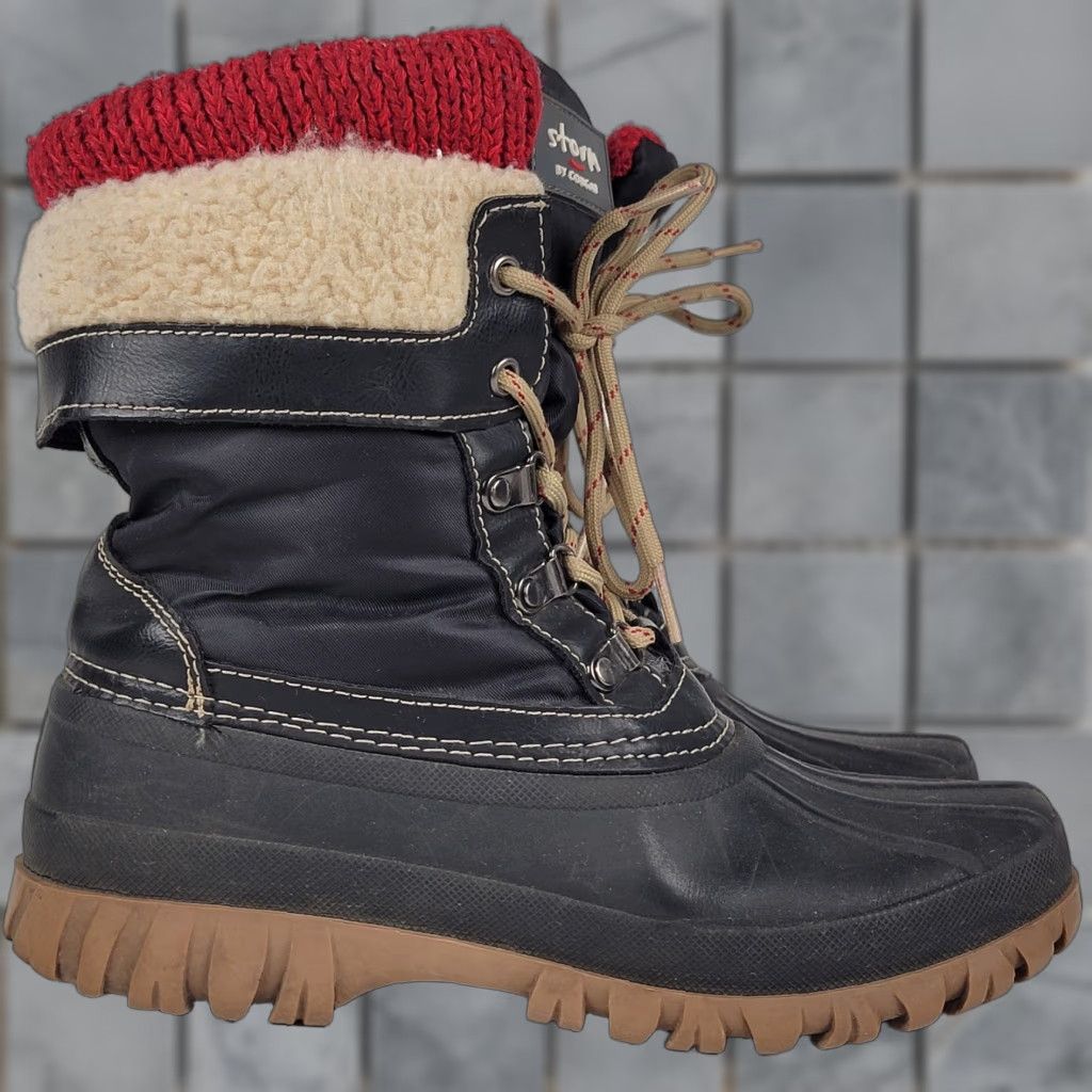 Cougar Storm Cougar Creek Boots Women's Mid-Calf Snow Boot Black Red Lined Cushioned Faux Fur 7M Size US 7 / IT 37 - 1 Thumbnail