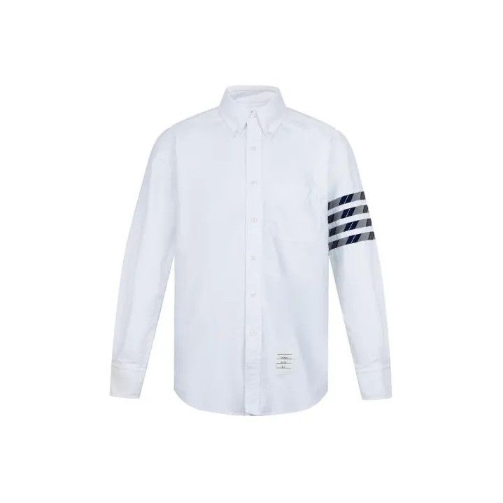 Thom Browne Thom Browne White Long Sleeve Oxford Shirt Size US M / EU 48-50 / 2 - 1 Thumbnail