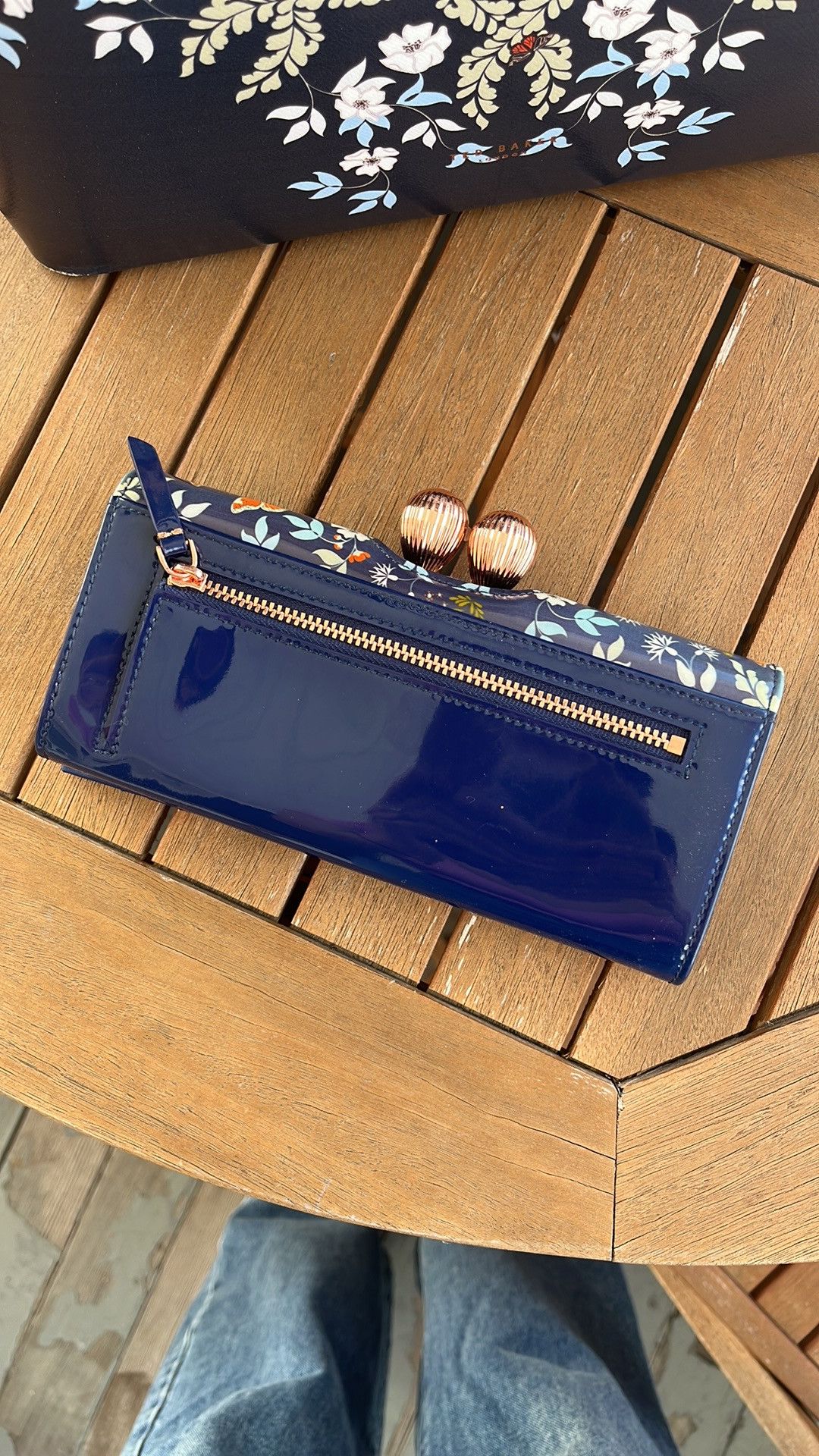 Ted Baker Ted Baker Navy blue floral handbag with matching wallet Size ONE SIZE - 7 Thumbnail