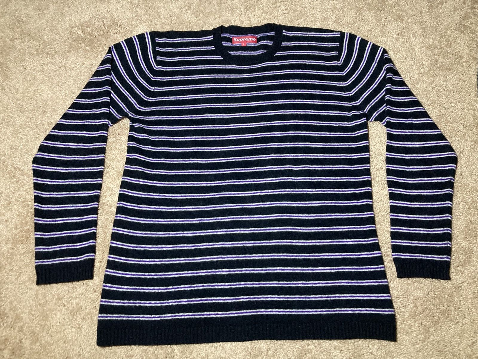 Supreme 2004 Supreme Striped Black Purple Large Vintage OG 2000s 90s Size US L / EU 52-54 / 3 - 2 Thumbnail