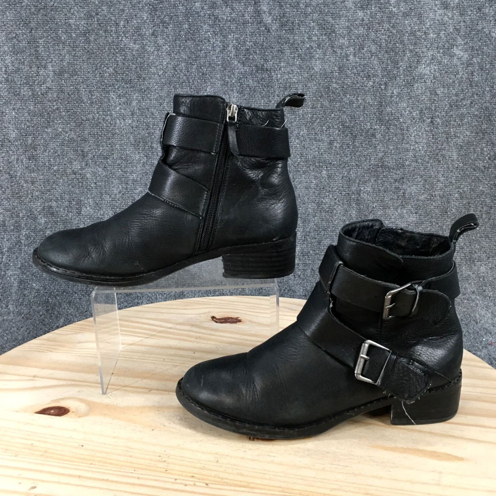 Vintage GENTLE Souls By Kenneth Cole Boots Womens 8M Ankle Bootie Black Leather Pull On Shoes Size US 8 / IT 38 - 2 Thumbnail