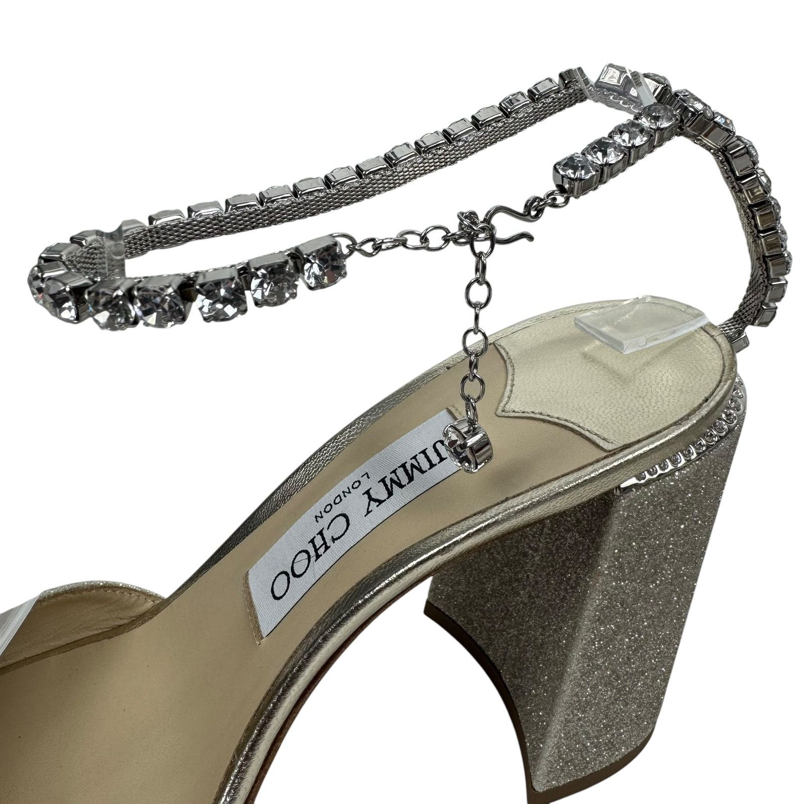Jimmy Choo New Jimmy Choo Saeda Block Heel Glitter Crystals Sandals 38 Size US 8 / IT 38 - 5 Thumbnail