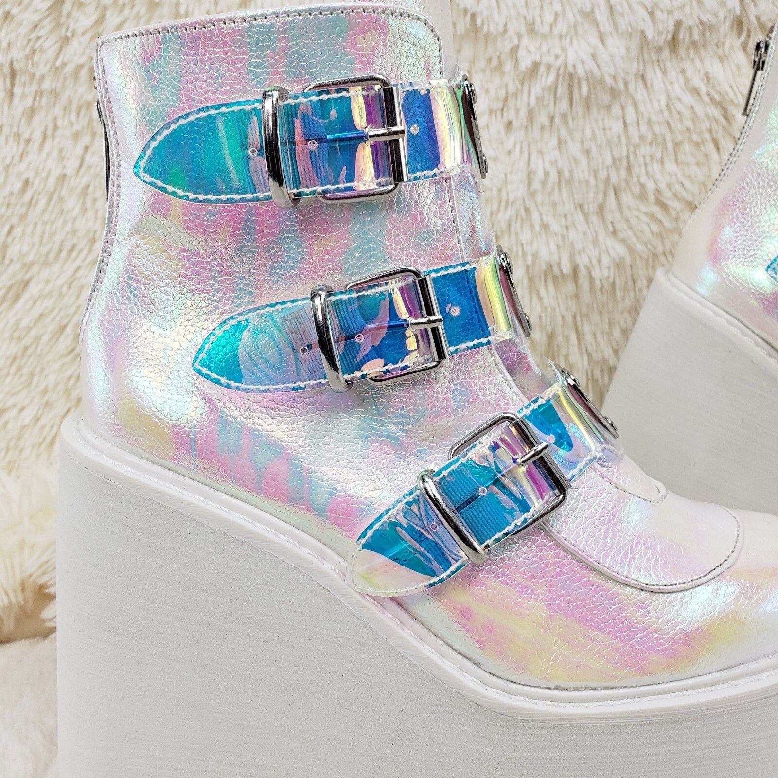 Demonia Cult DEMONIA Swing 105 White Pearl Colorful Effects Ankle Boot 5. Size US 11 / IT 41 - 8 Thumbnail