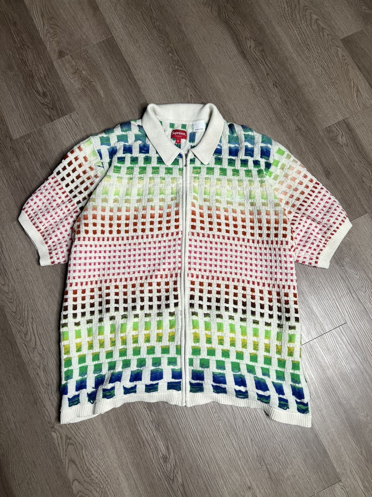 Supreme Abstract textured zip up polo | Grailed