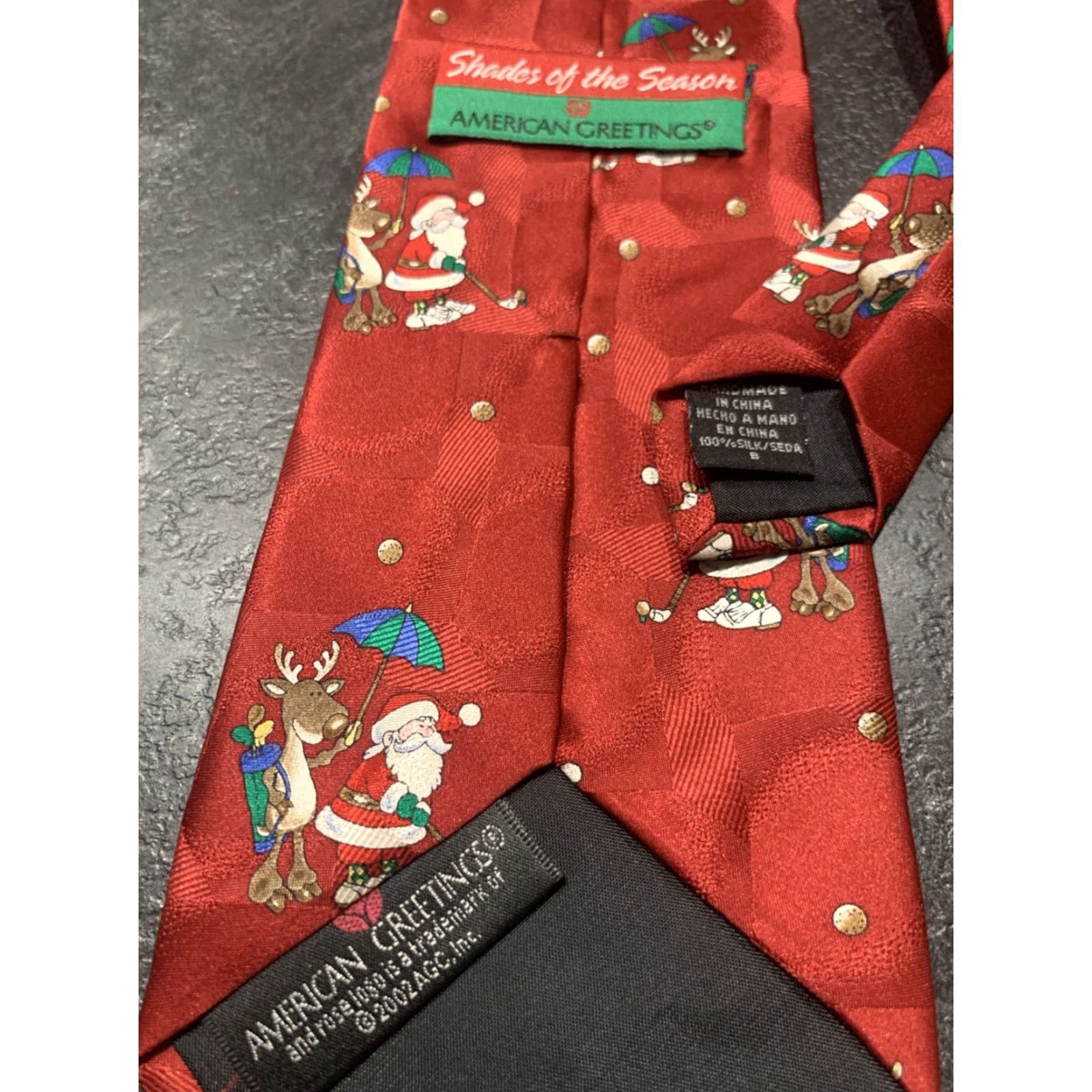 Vintage American Greetings Snowmen Necktie Tie 100% Silk Red Classic 58.5" Winter Mens Size ONE SIZE - 4 Thumbnail
